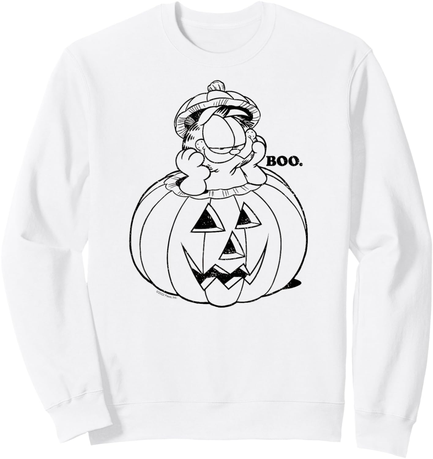 Garfield - Boo Halloween Jack O' Lantern Pumpkin Sweatshirt - Sweatshirt | White