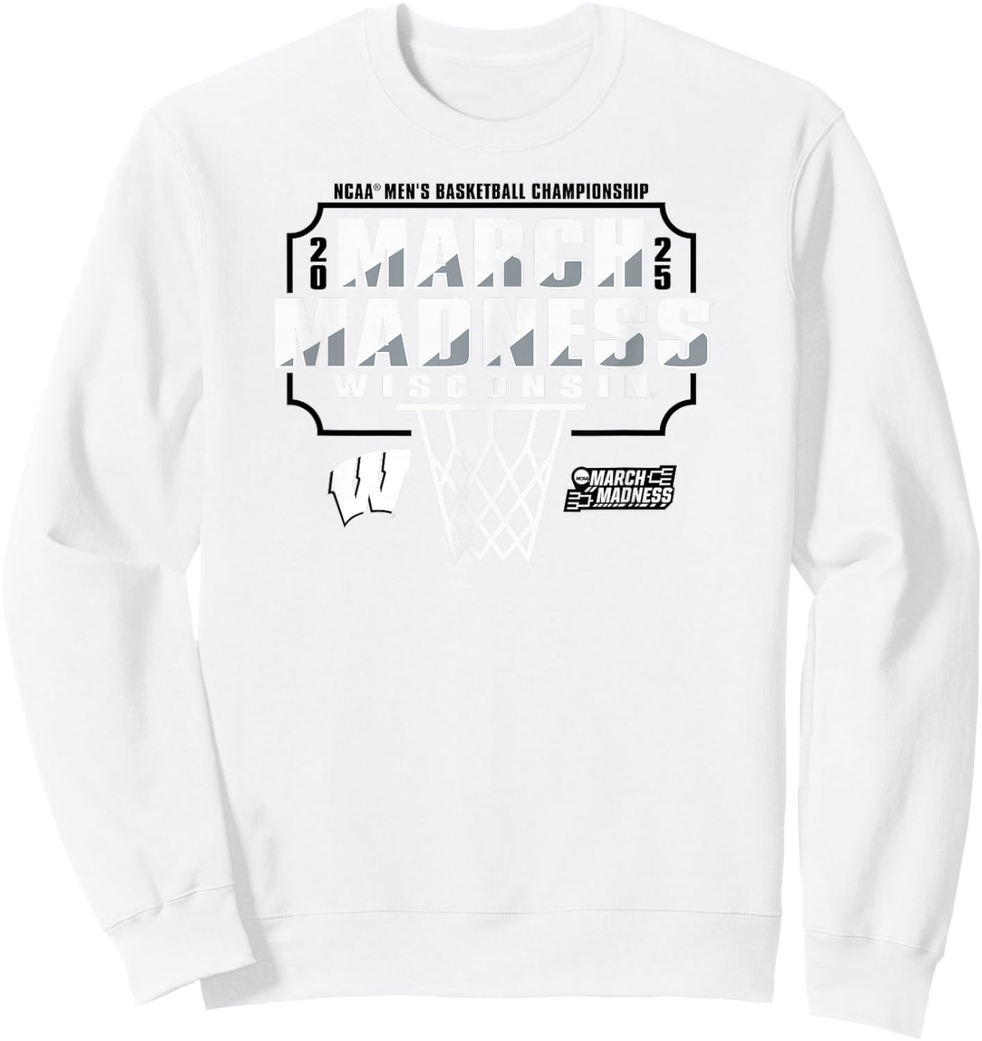 Wisconsin Badgers March Madness 2025 Men's Basketball Red Sweatshirt - Sweatshirt | White