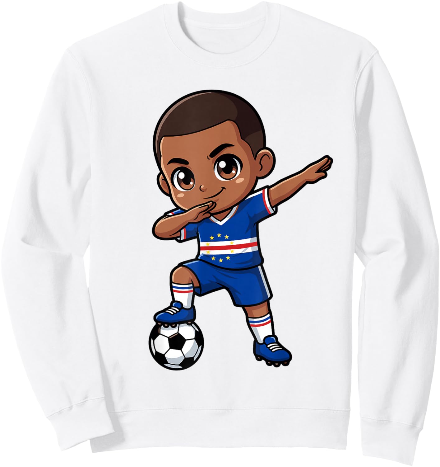 Cape Verde Kid Goal Cartoon Cabo Verde Flag for Kids Sweatshirt - Sweatshirt | White