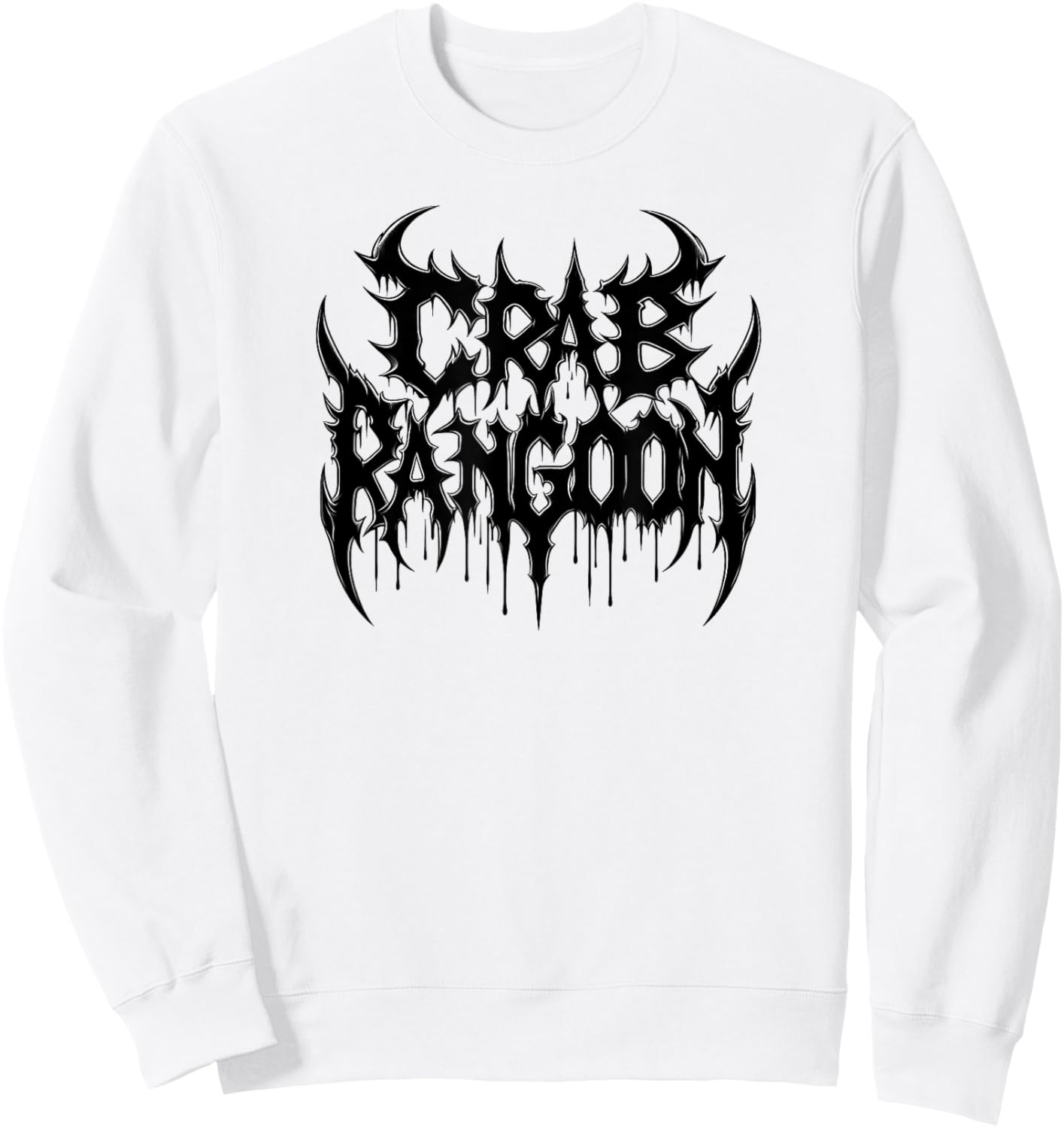 CRAB RANGOON Metal Shirt Dank Meme Funny Heavy Metal Cursed Sweatshirt - Sweatshirt | White