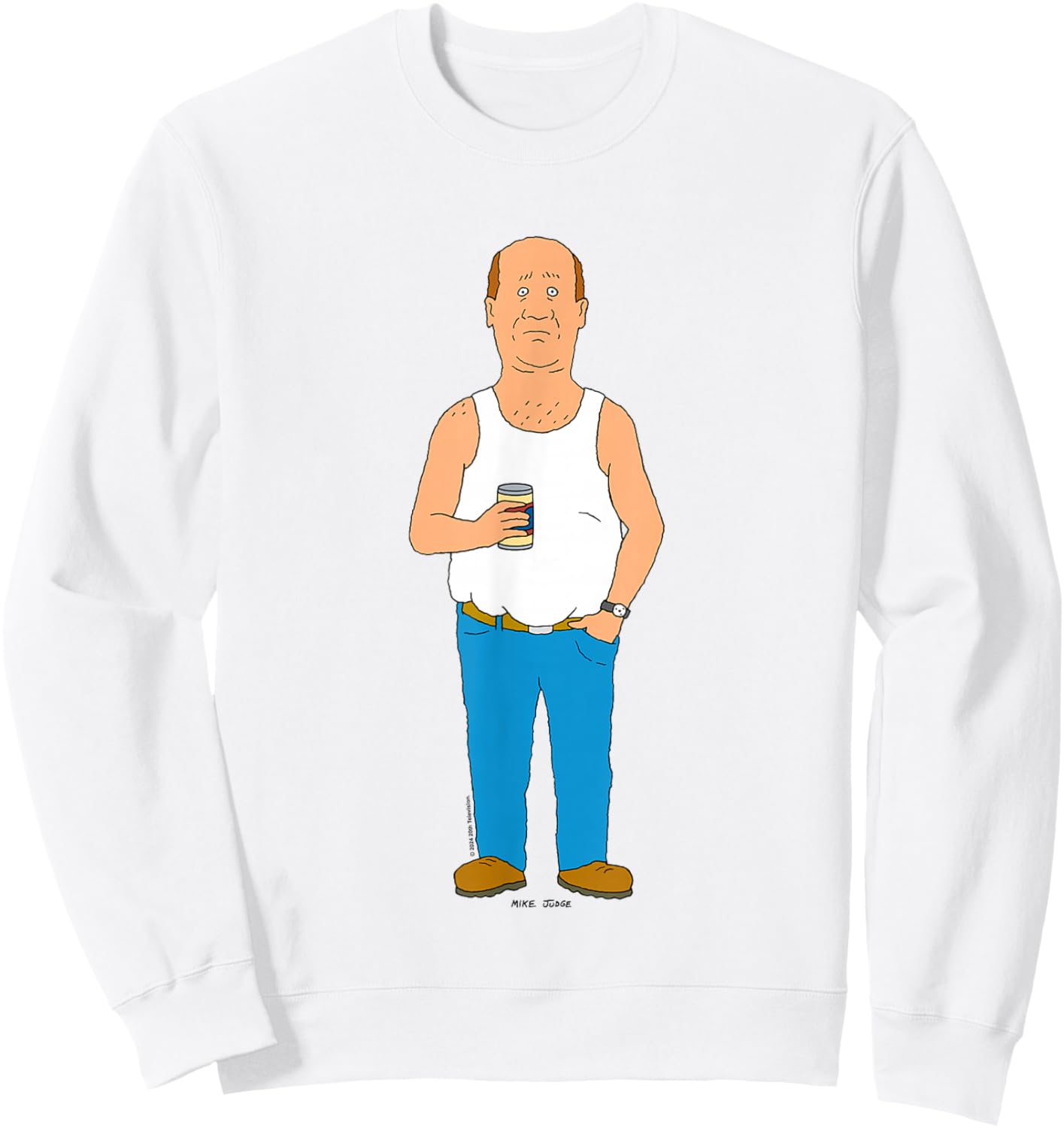 King Of The Hill Iconic Bill Dauterive Big Chest Portrait Sweatshirt - Sweatshirt | White