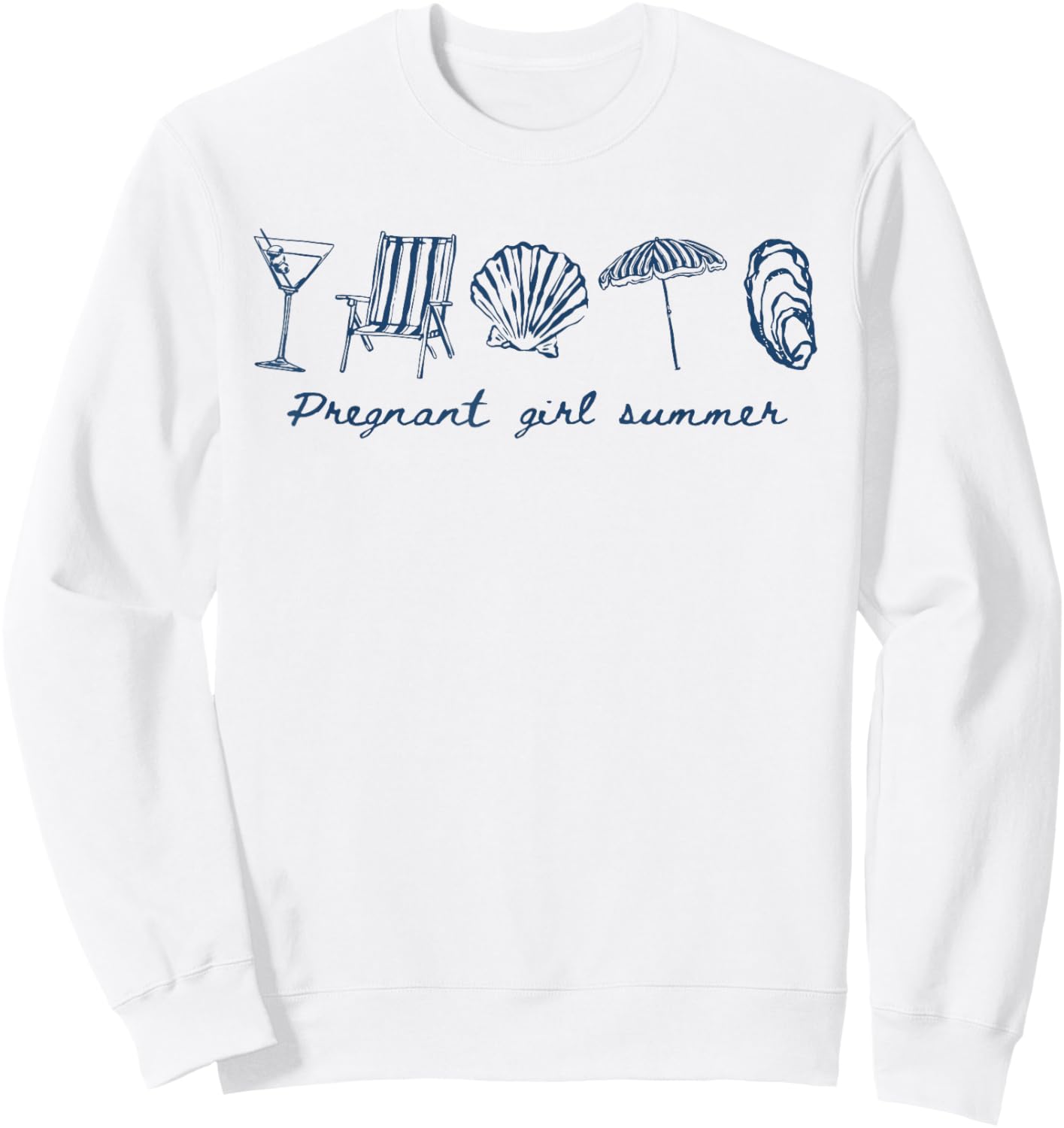 Pregnant Girl Summer Seashell Hawaii Beach Vacation New Mom Sweatshirt - Sweatshirt | White