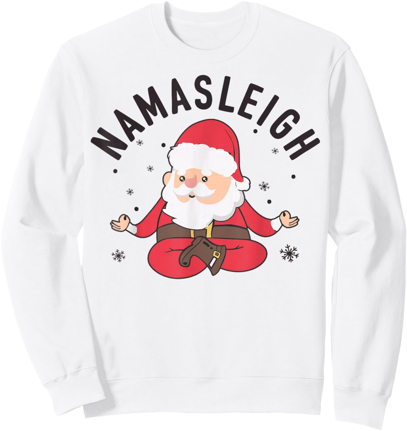 Santa Namasleigh Funny Santa Namaste Christmas Santa Yoga Sweatshirt - Sweatshirt | White