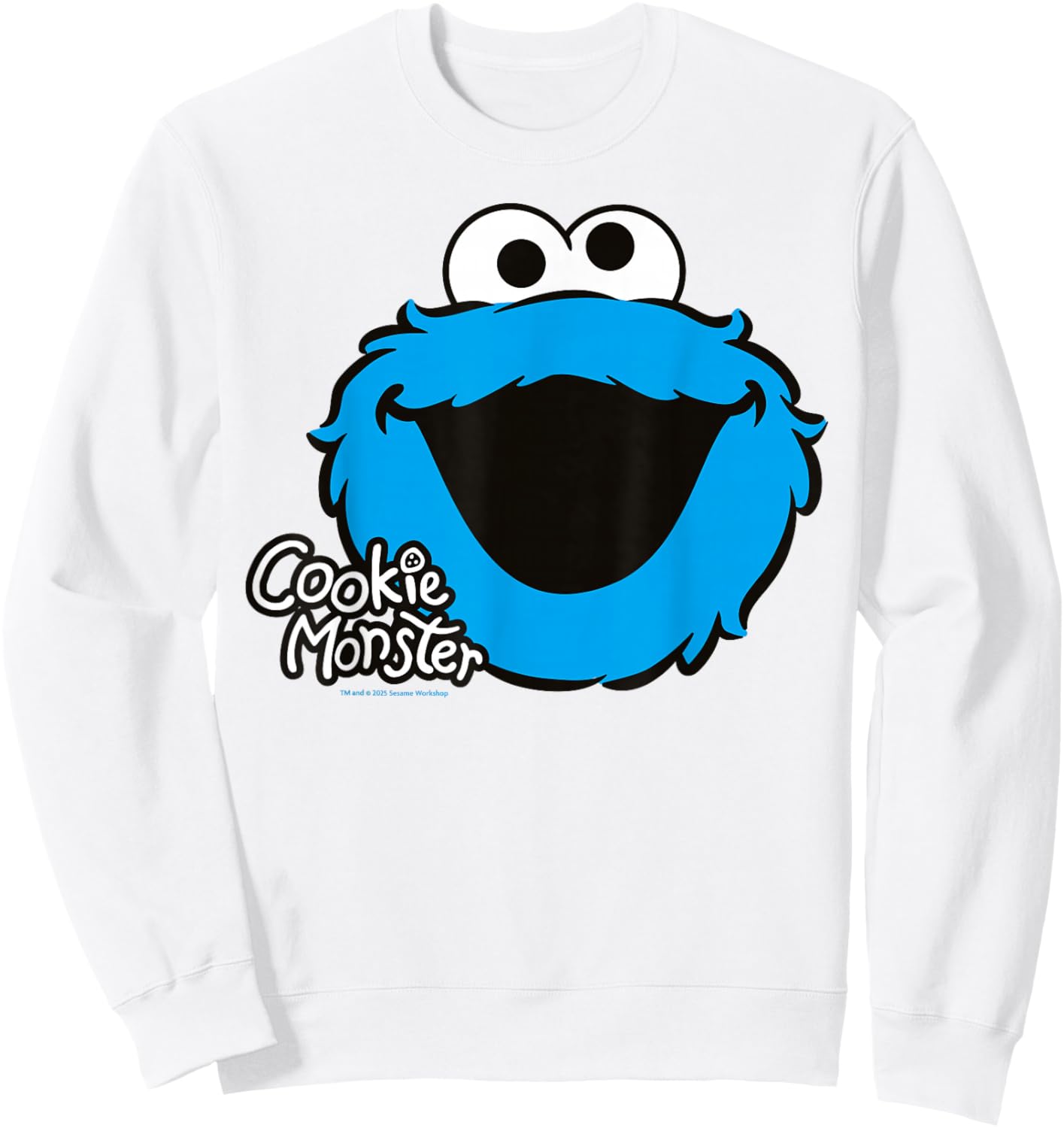 Sesame Street Cookie Monster Big Face Cookies Classic Pose Sweatshirt - Sweatshirt | White