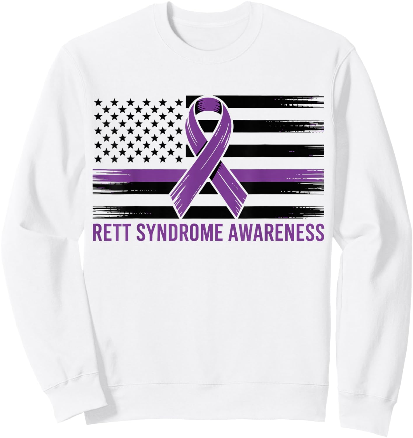 Rett Syndrome Awareness with Purple Ribbon Women Kid Sweatshirt - Sweatshirt | White