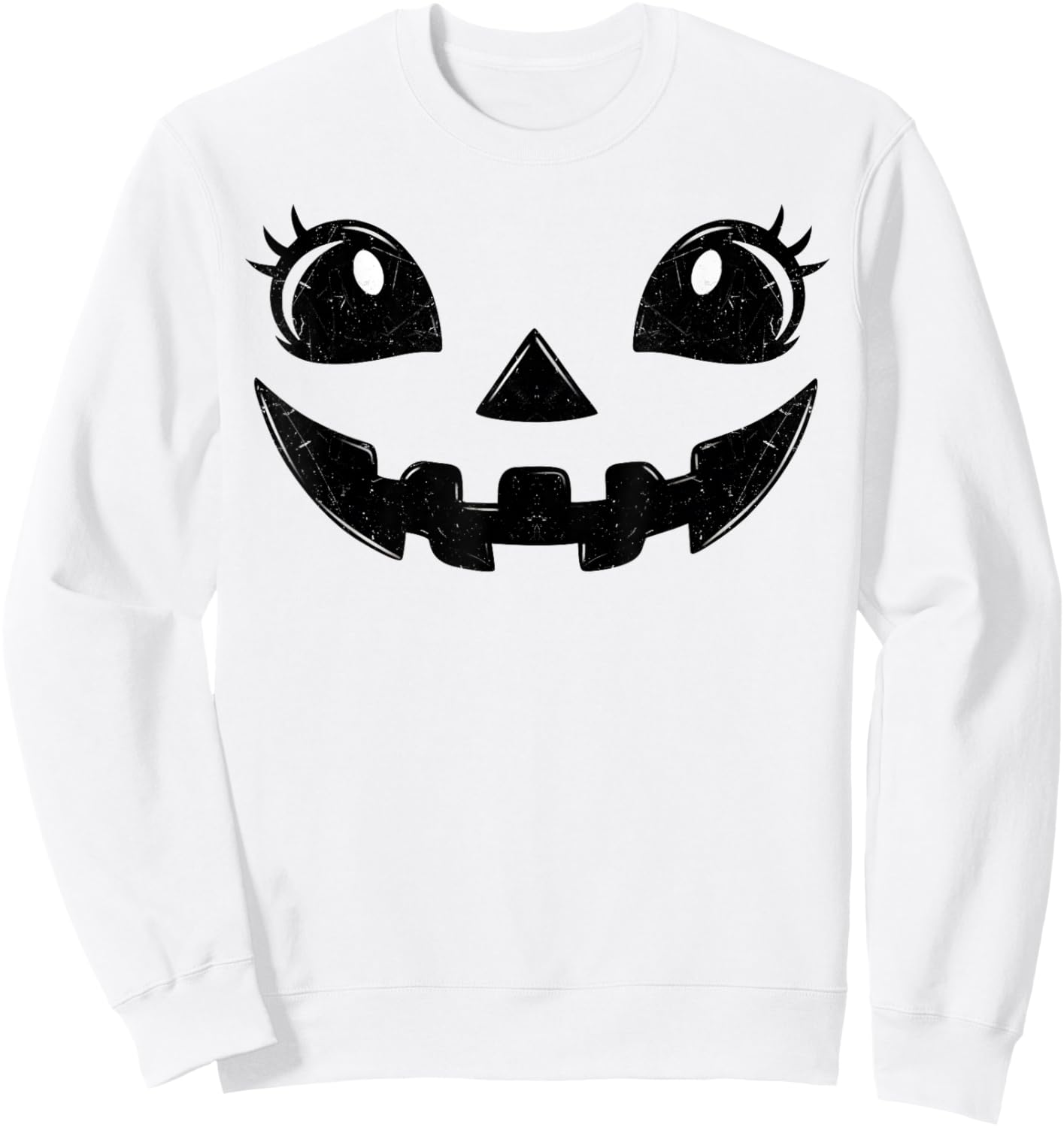 Jack O Lantern Face Pumpkin Eyelashes Hallowen Costume Funny Sweatshirt - Sweatshirt | White