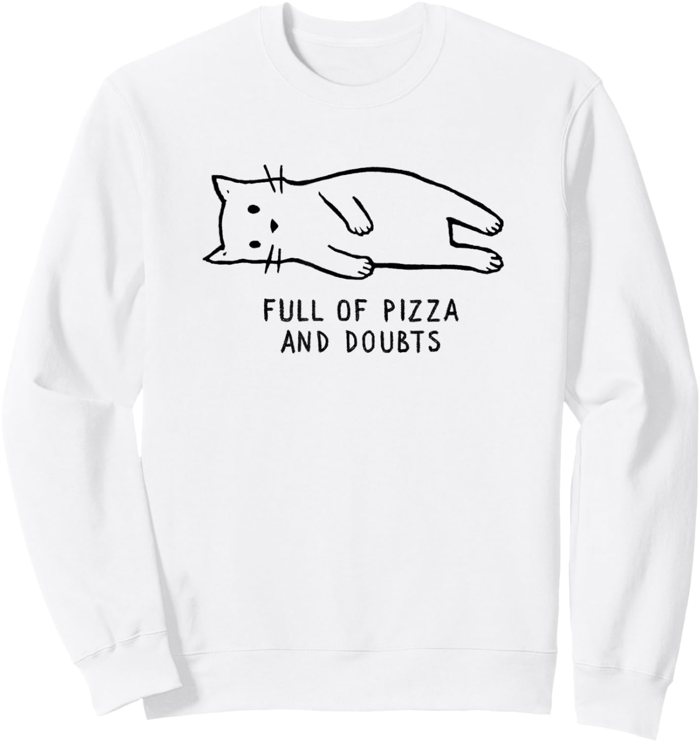 Threadless Fox Shiver Full Of Pizza And Doubts Graphic Sweatshirt - Sweatshirt | White