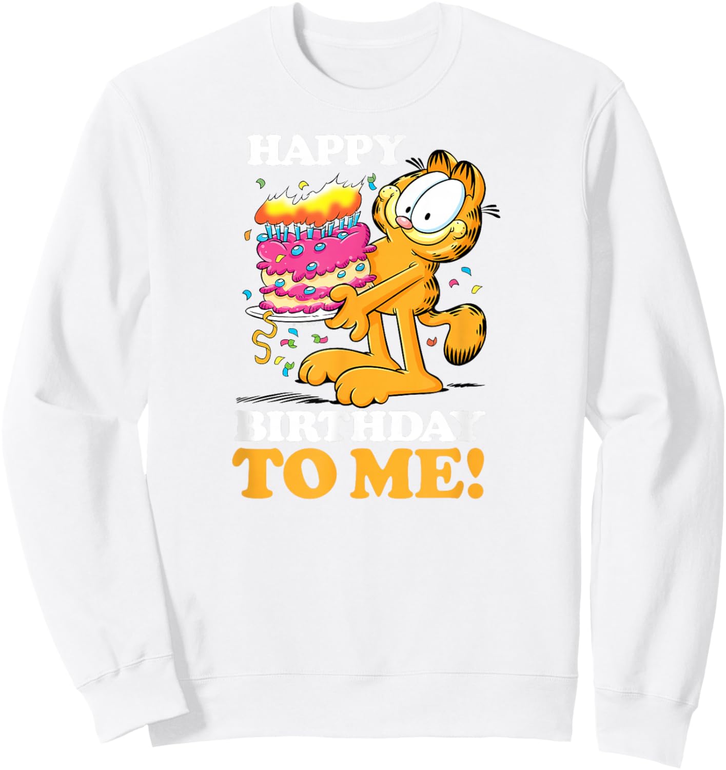 Garfield - Happy Birthday To Me with Cake Sweatshirt - Sweatshirt | White