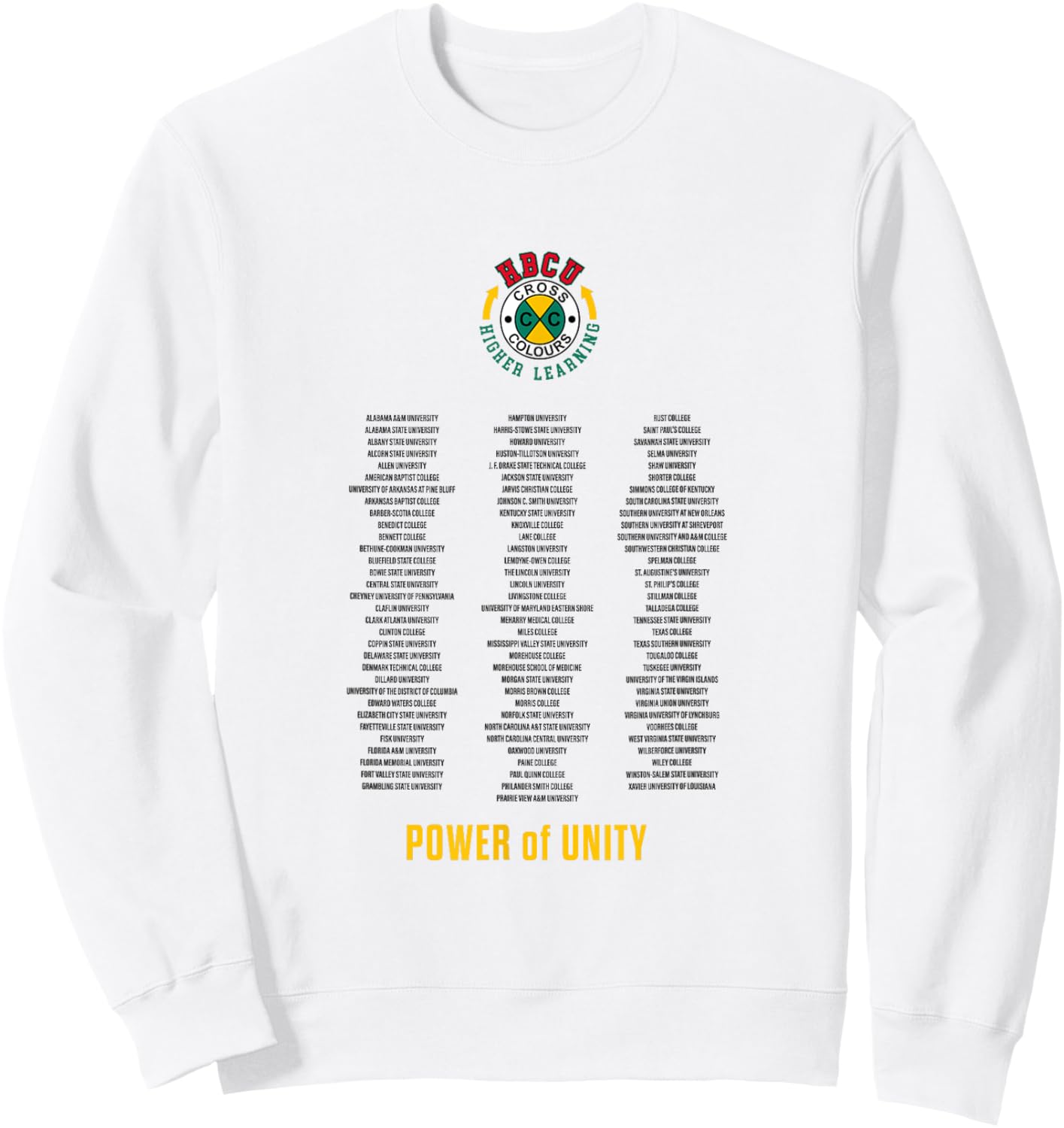 CROSS COLOURS HBCU | Historically Black Colleges | Higher Learning - White, Small, Short Sleeve Sweatshirt - Sweatshirt | White