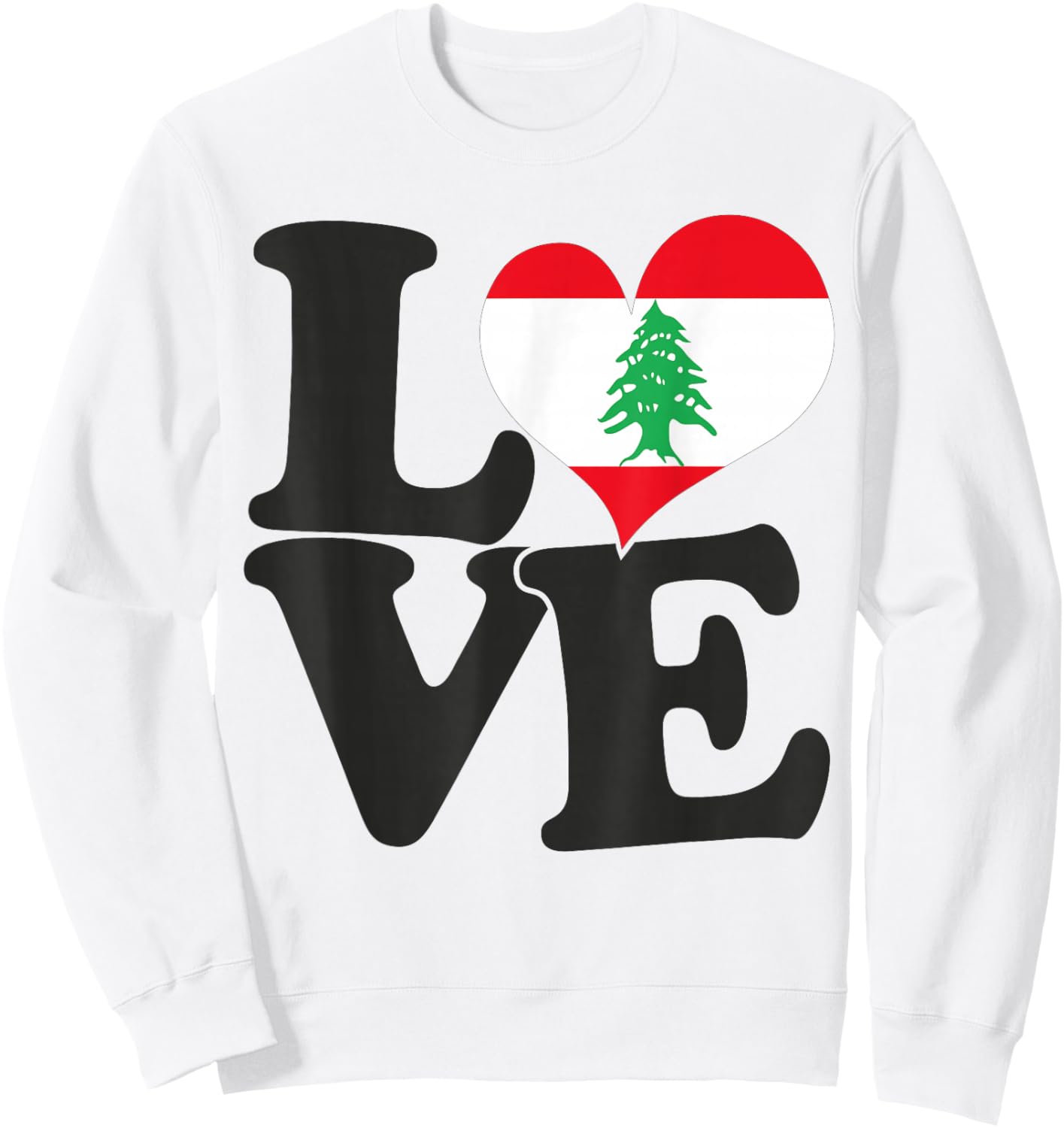 I Love Lebanon Flag Heart Patriotic Travel Sweatshirt - Sweatshirt | White