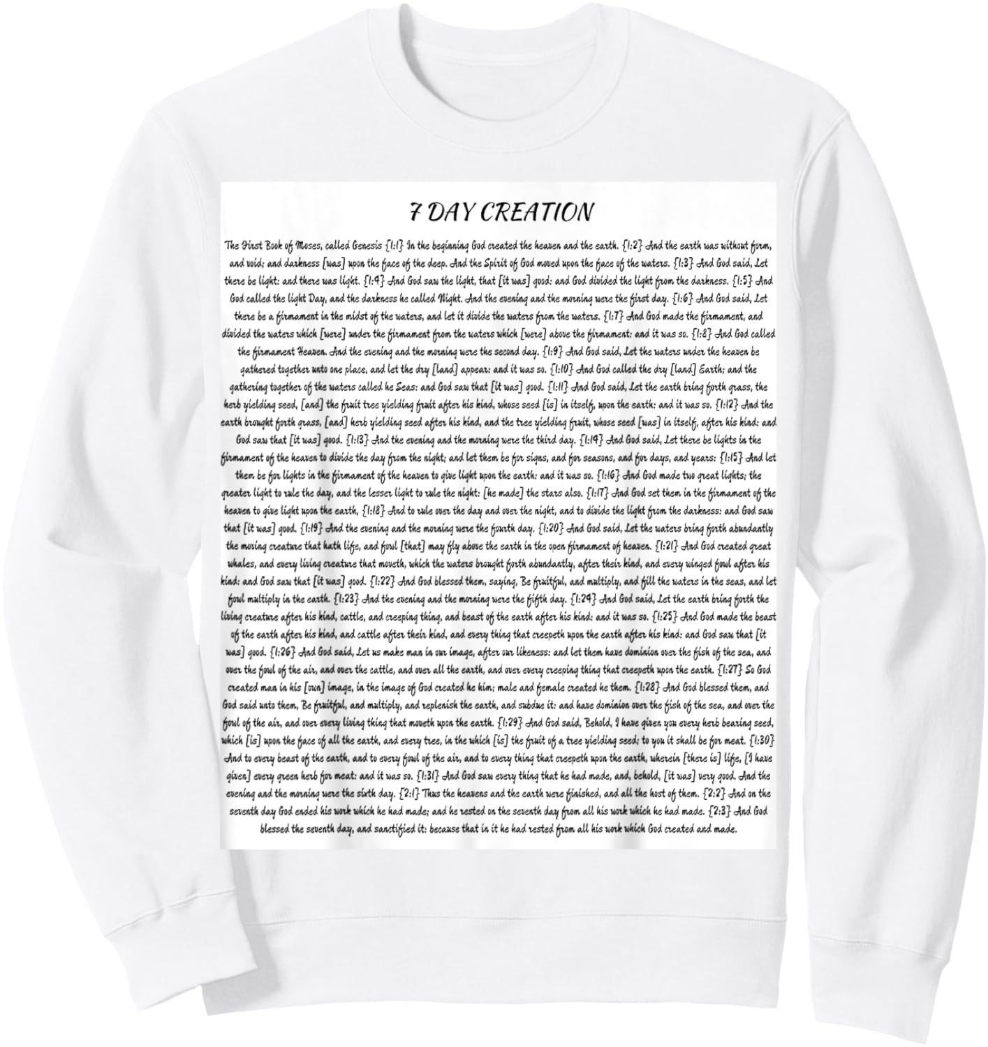 7 Day Creation Black Print Sweatshirt - Sweatshirt | White