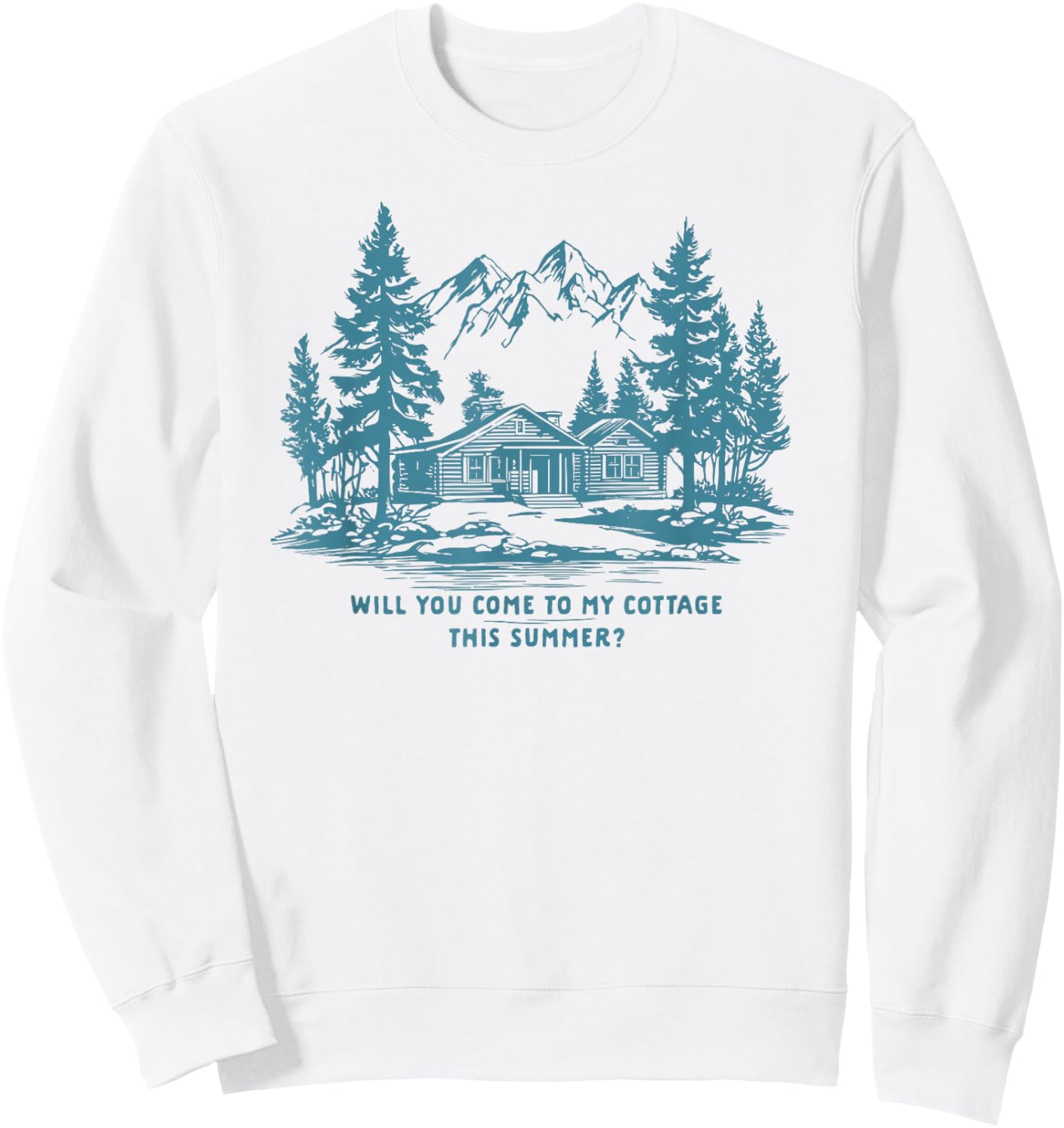 Come to My Cottage This Summer Vintage-Grafik Herren Sweatshirt - Sweatshirt | White