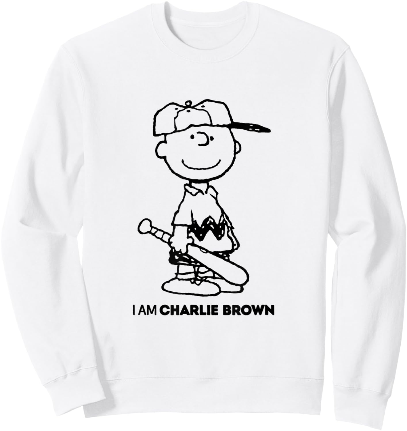 Peanuts I Am Charlie Brown Black Text Sweatshirt - Sweatshirt | White