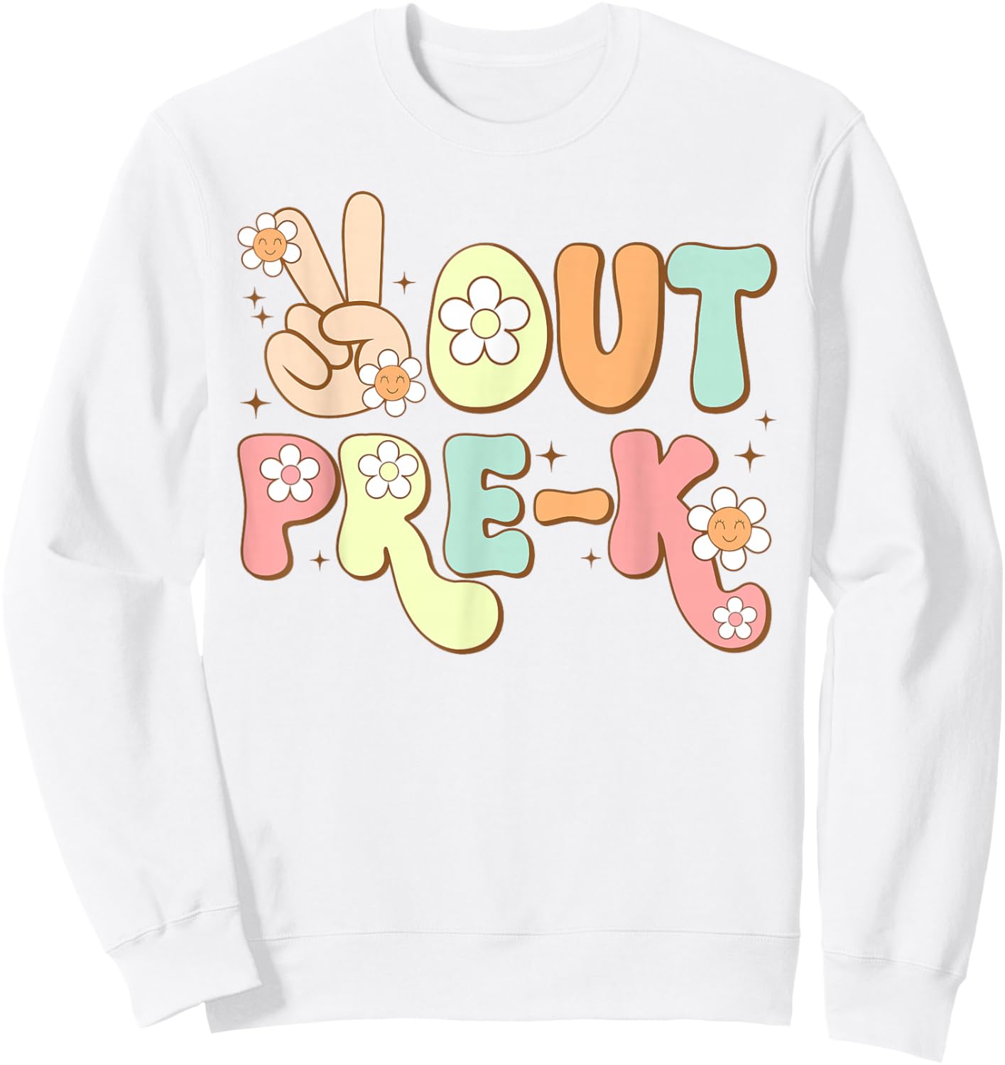 Peace Out Pre-K Funny Happy Last Day of School Groovy Retro Sweatshirt - Sweatshirt | White
