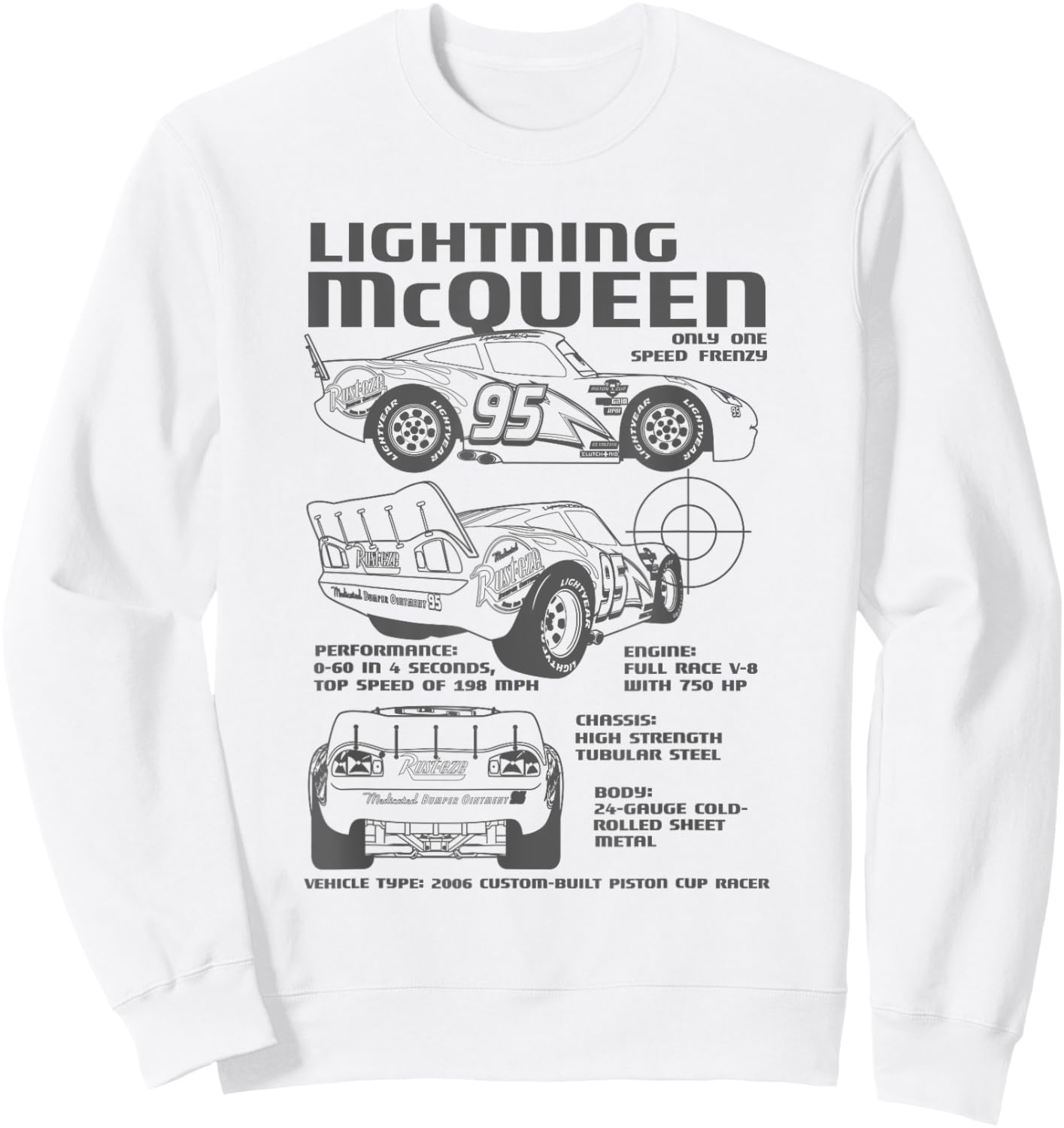 Cars Lightning McQueen Only One Diagram Sweatshirt - Sweatshirt | White