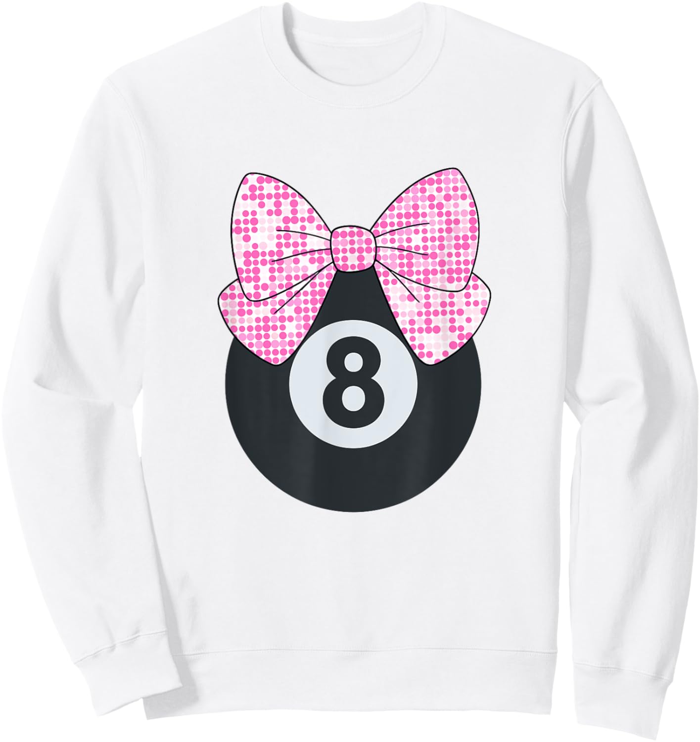 8th Birthday Girls 8 Years Old Pink Retro Bow 8-Ball Sweatshirt - Sweatshirt | White