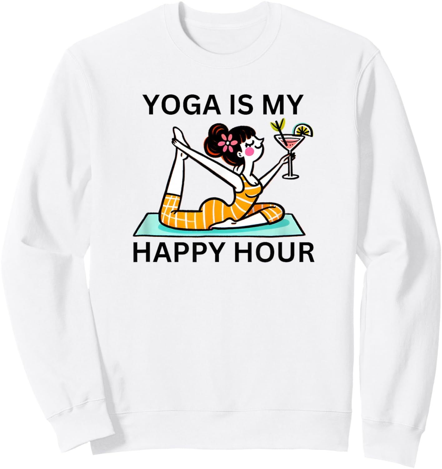Funny Yoga Is My Happy Hour Martini Sweatshirt - Sweatshirt | White
