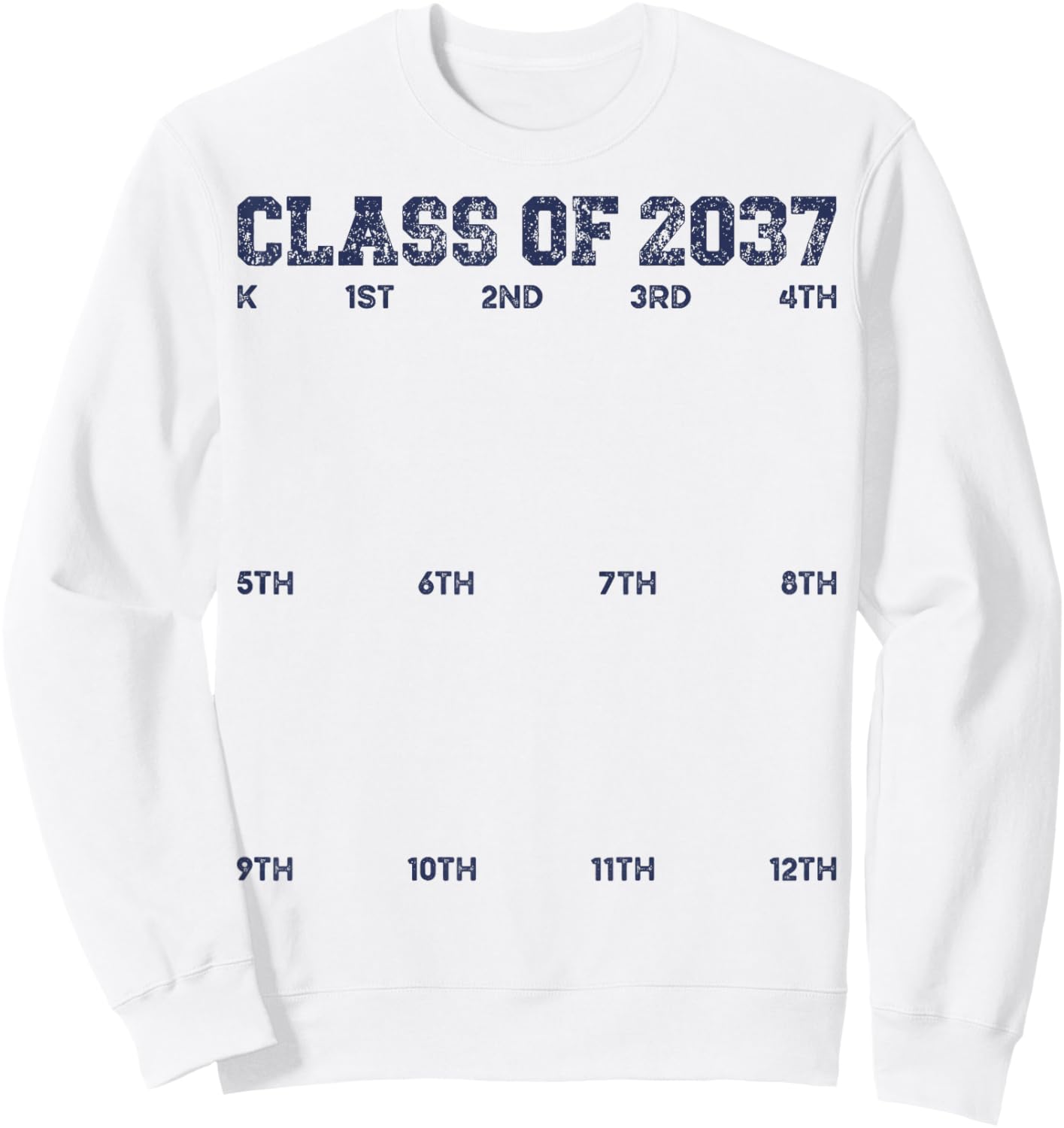 Class of 2037 Grow With Me Shirt 2037 Hand Print Kid K to 12 Sweatshirt - Sweatshirt | White