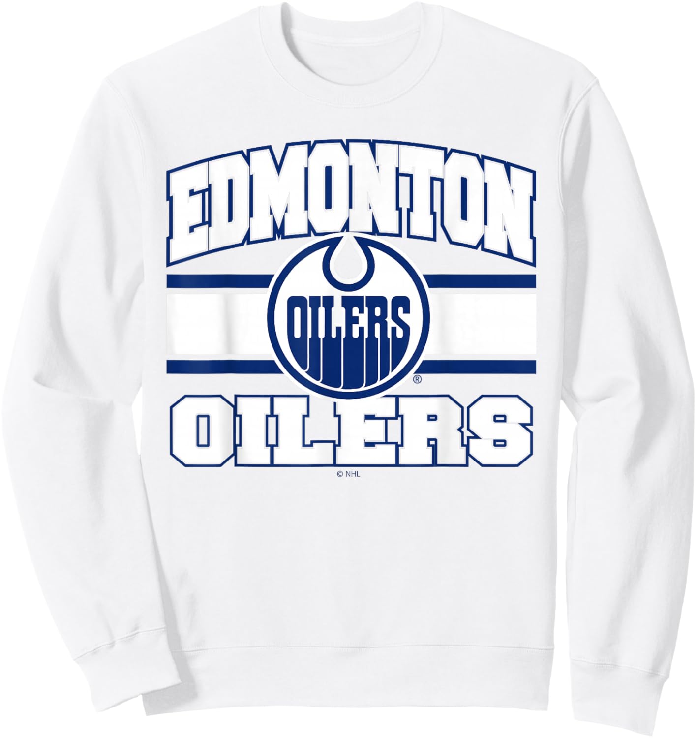Edmonton Oilers Stripe Orange Officially Licensed Sweatshirt - Sweatshirt | White