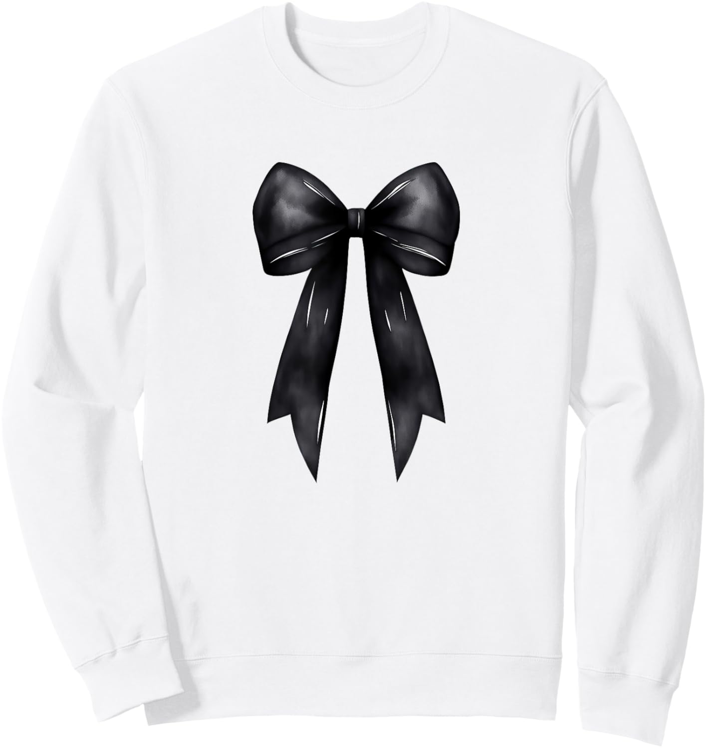 Aesthetic Black Bow Ribbon Watercolor Sweatshirt - Sweatshirt | White