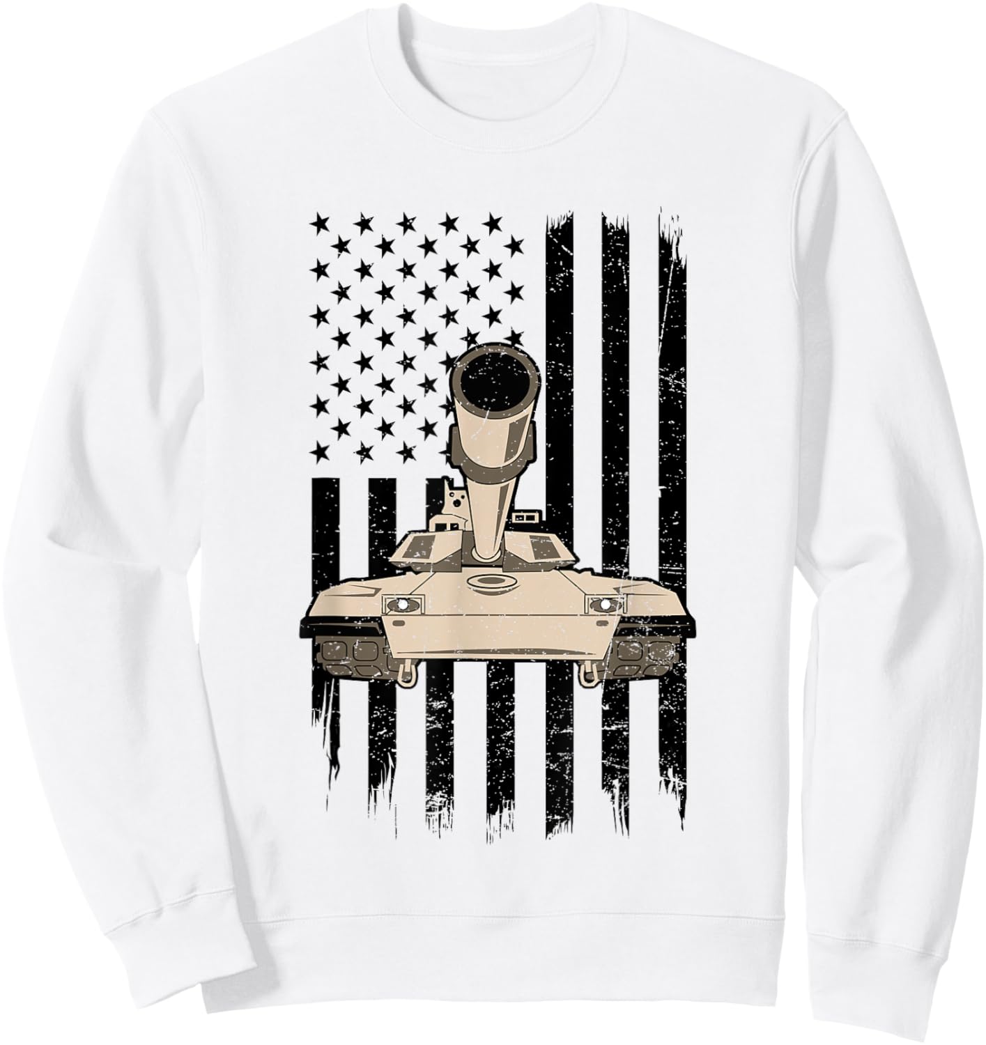 M1 Abrams Tank Flag American US Military Tanker Sweatshirt - Sweatshirt | White
