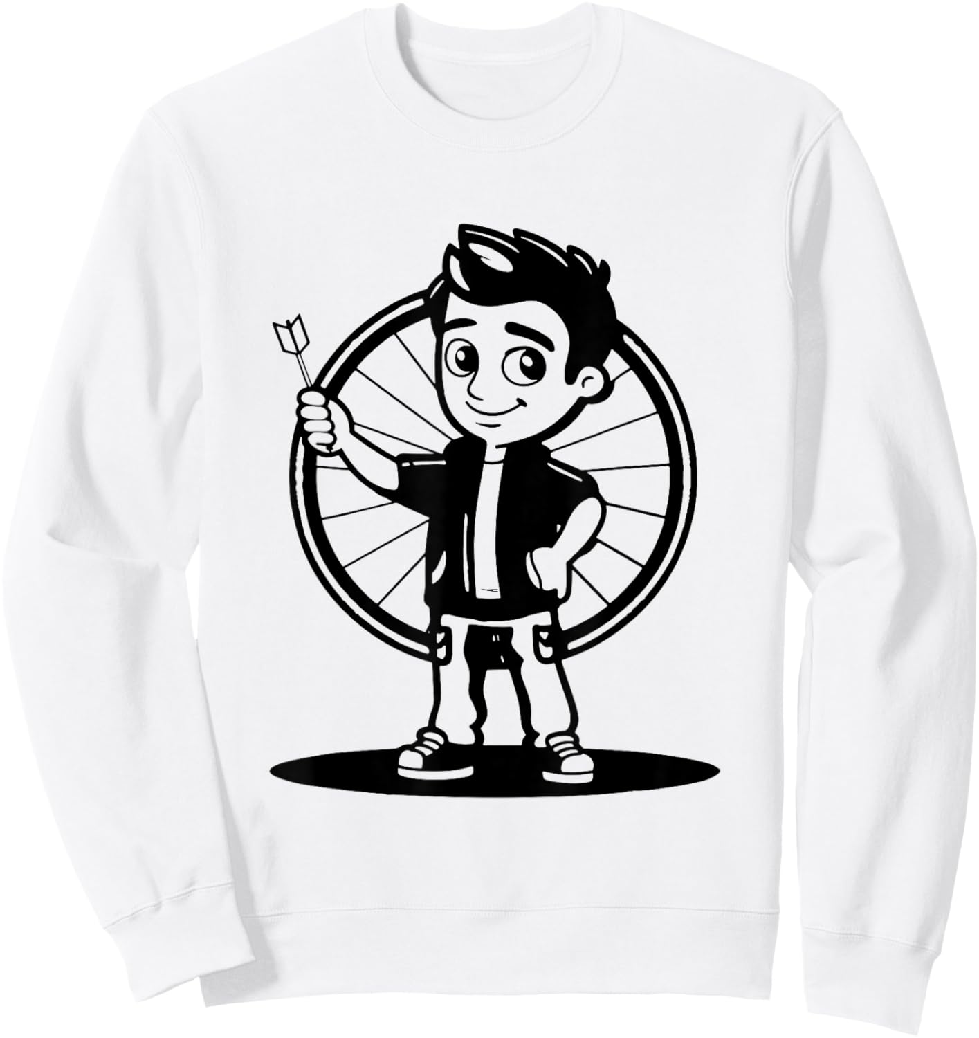 Darts Boy Cartoon Look for Boys Sweatshirt - Sweatshirt | White