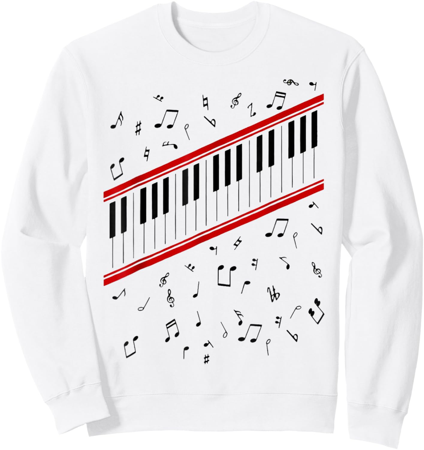 Retro Piano Keyboard Music Notes 80s Vibe Sweatshirt - Sweatshirt | White
