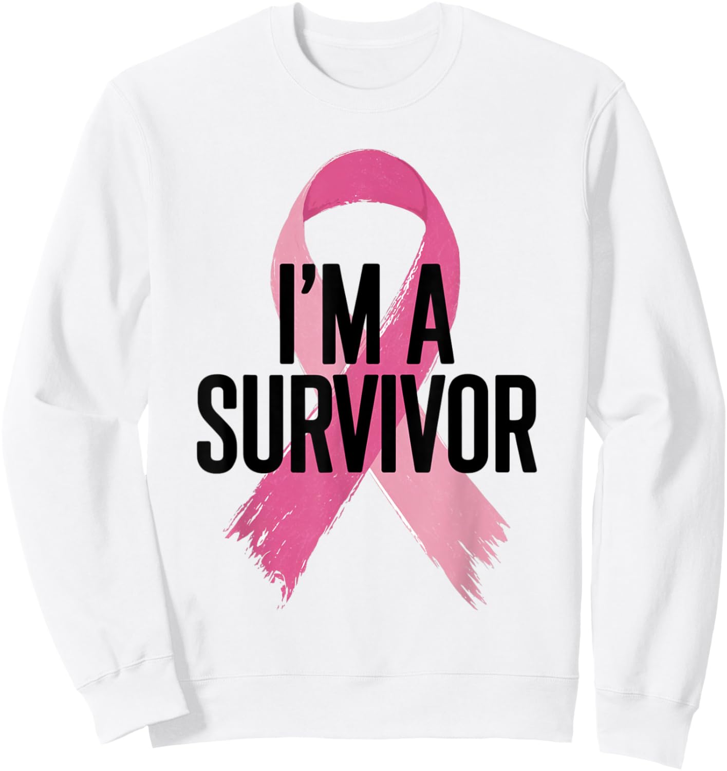 Survivor Pink Ribbon Breast Cancer Awareness Sweatshirt - Sweatshirt | White