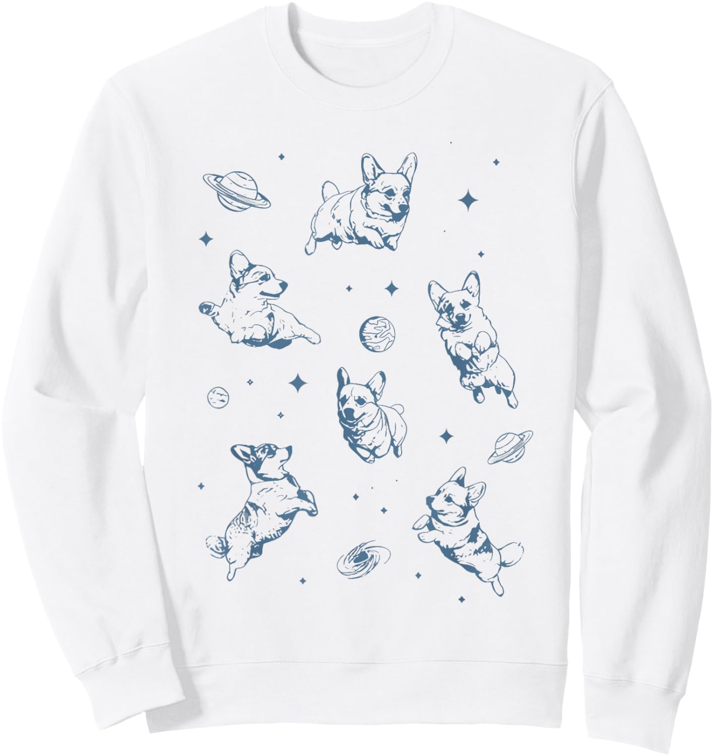 Retro 90's Corgi in Space Galaxy Dog Shirt Corgi Dog Mom Sweatshirt - Sweatshirt | White