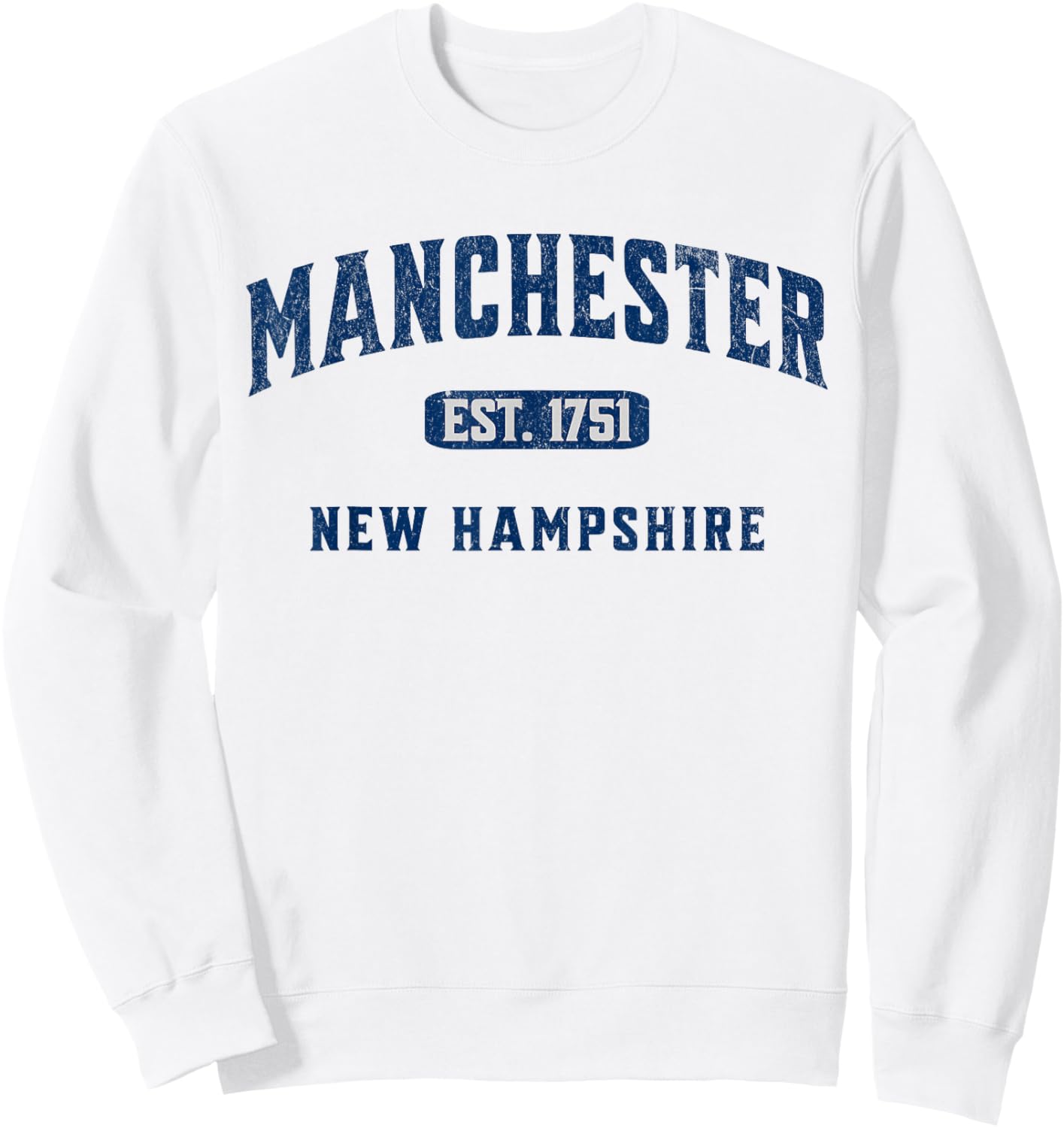 Vintage Athletic NH Souvenir Visit Manchester New Hampshire Sweatshirt - Sweatshirt | White