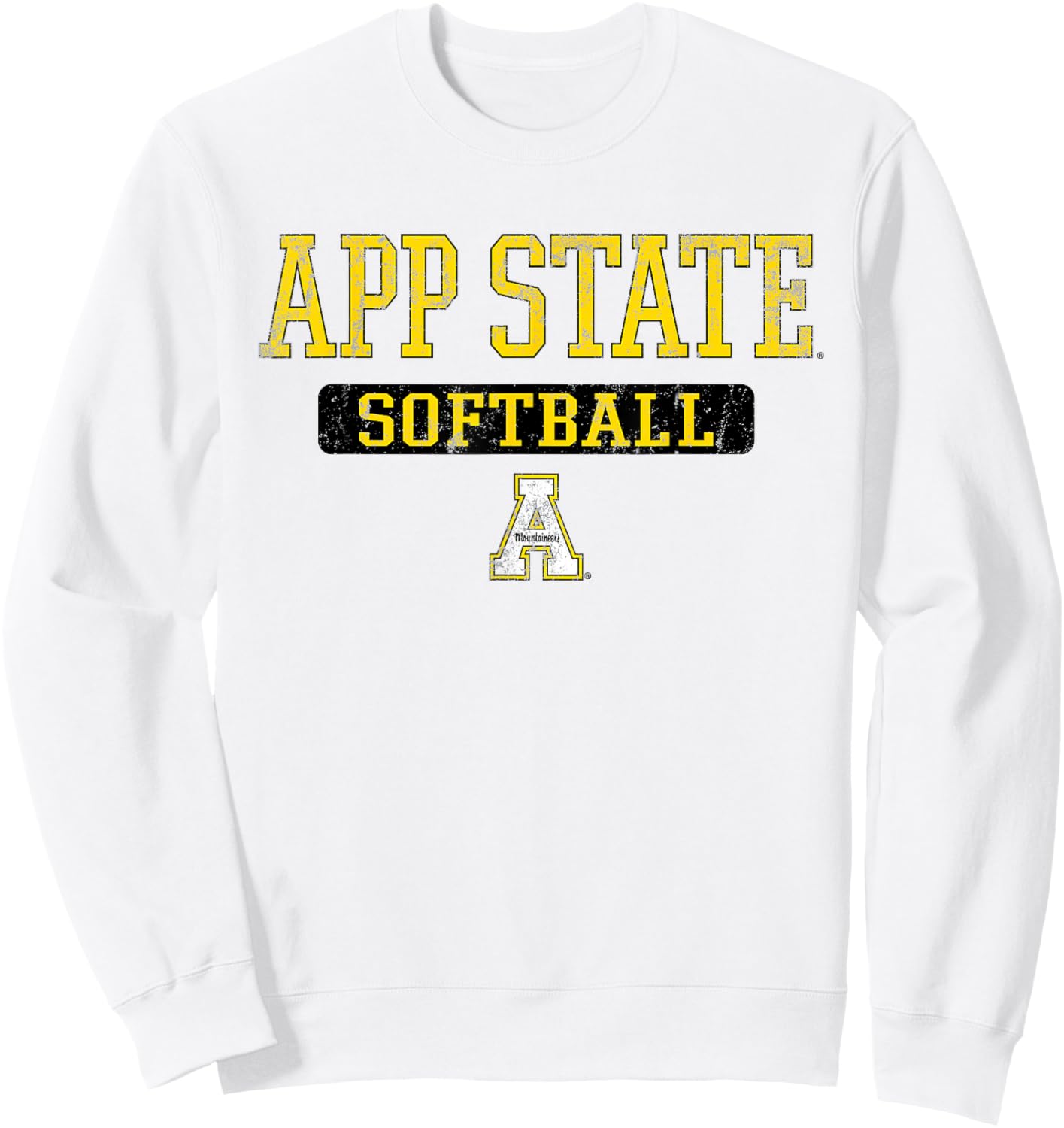 App State Vintage Team Softball - App State Mountaineers Sweatshirt - Sweatshirt | White