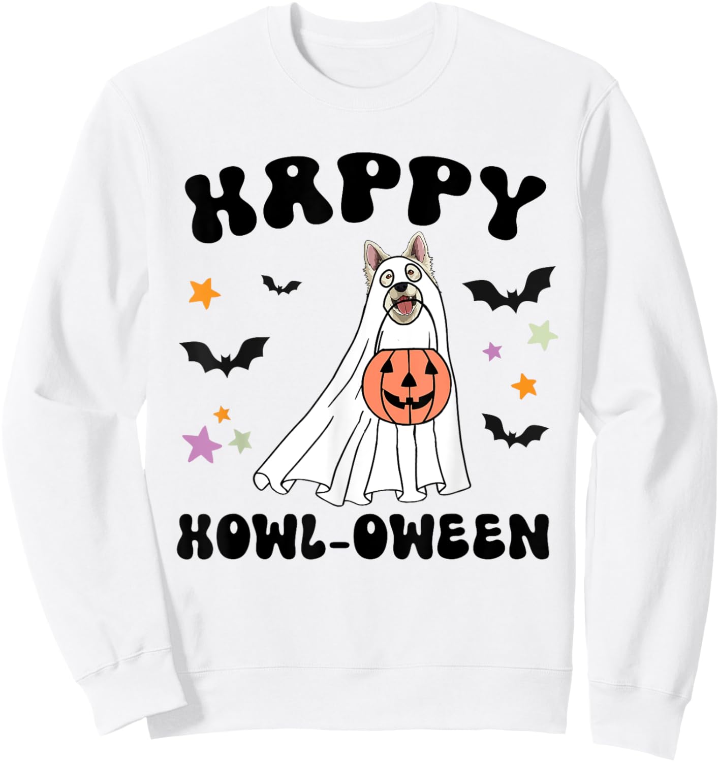 White German Shepherd Boo Dog Lover Costume Happy Halloween Sweatshirt - Sweatshirt | White