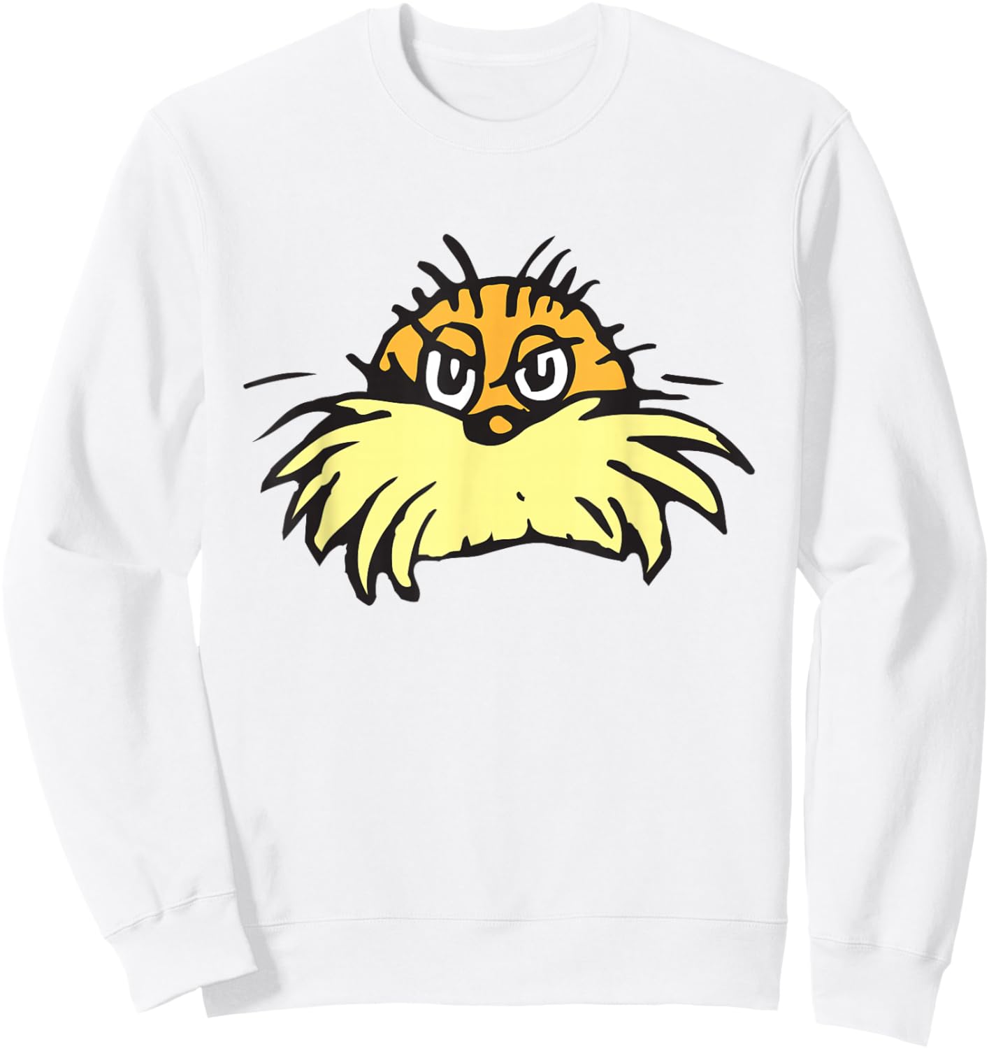 Dr. Seuss The Lorax Face - , Blue, Small, Short Sleeve, Cotton Blend, Classic Fit Sweatshirt - Sweatshirt | White