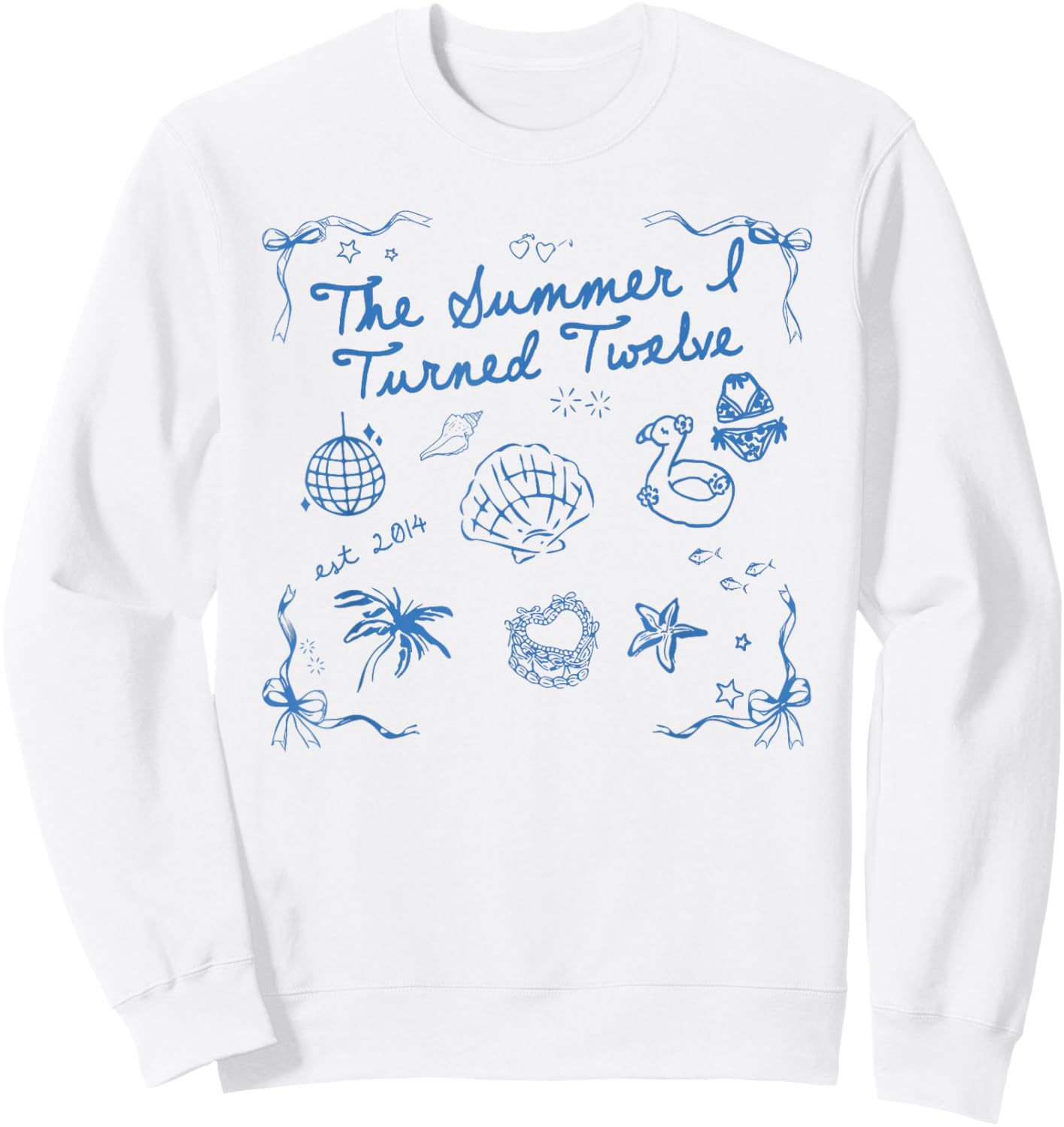 Summer I Turned Twelve Year Old Est 2014 12th Birthday Sweatshirt - Sweatshirt | White