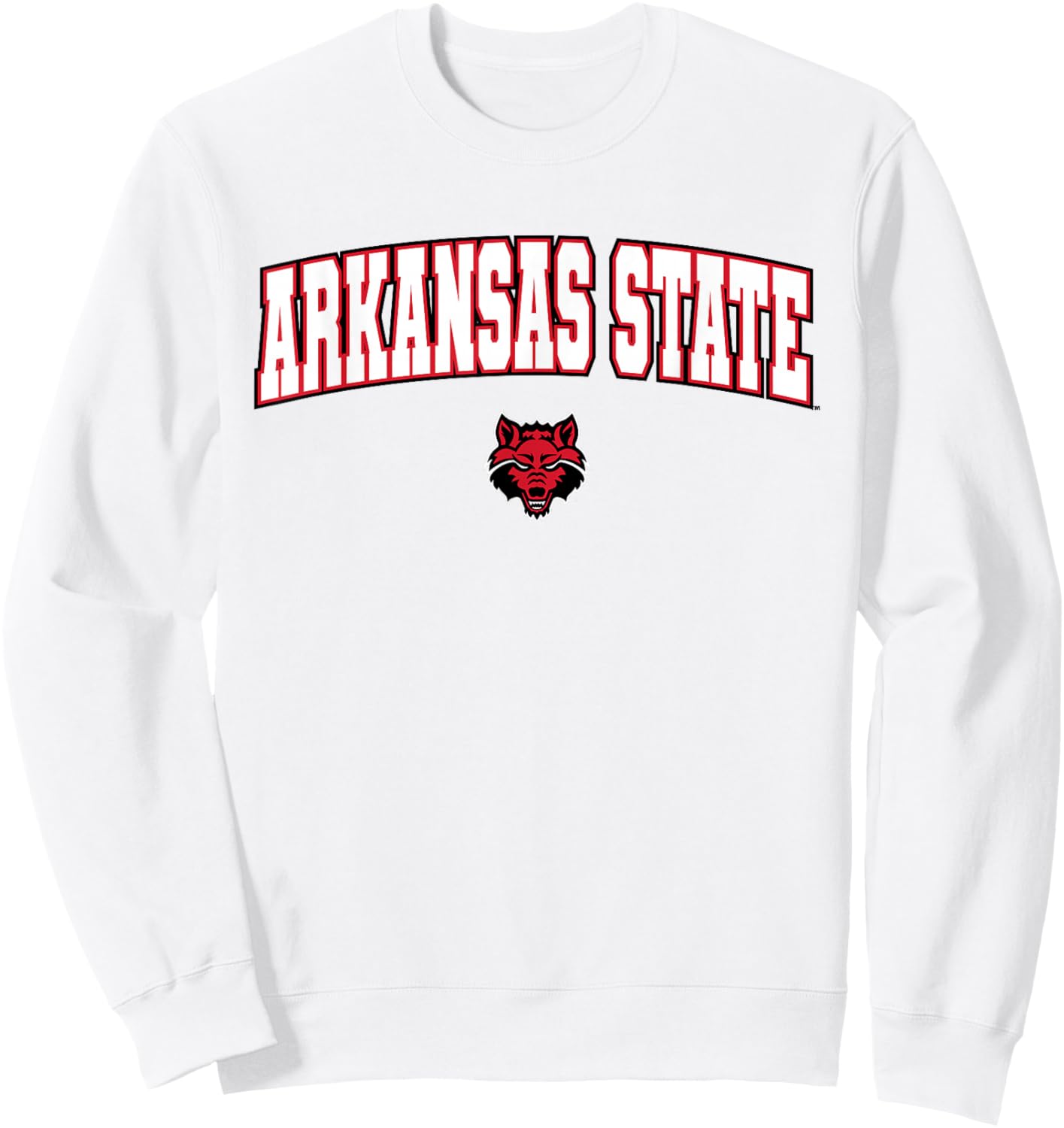Arkansas State University Red Wolves Arch Logo Sweatshirt - Sweatshirt | White