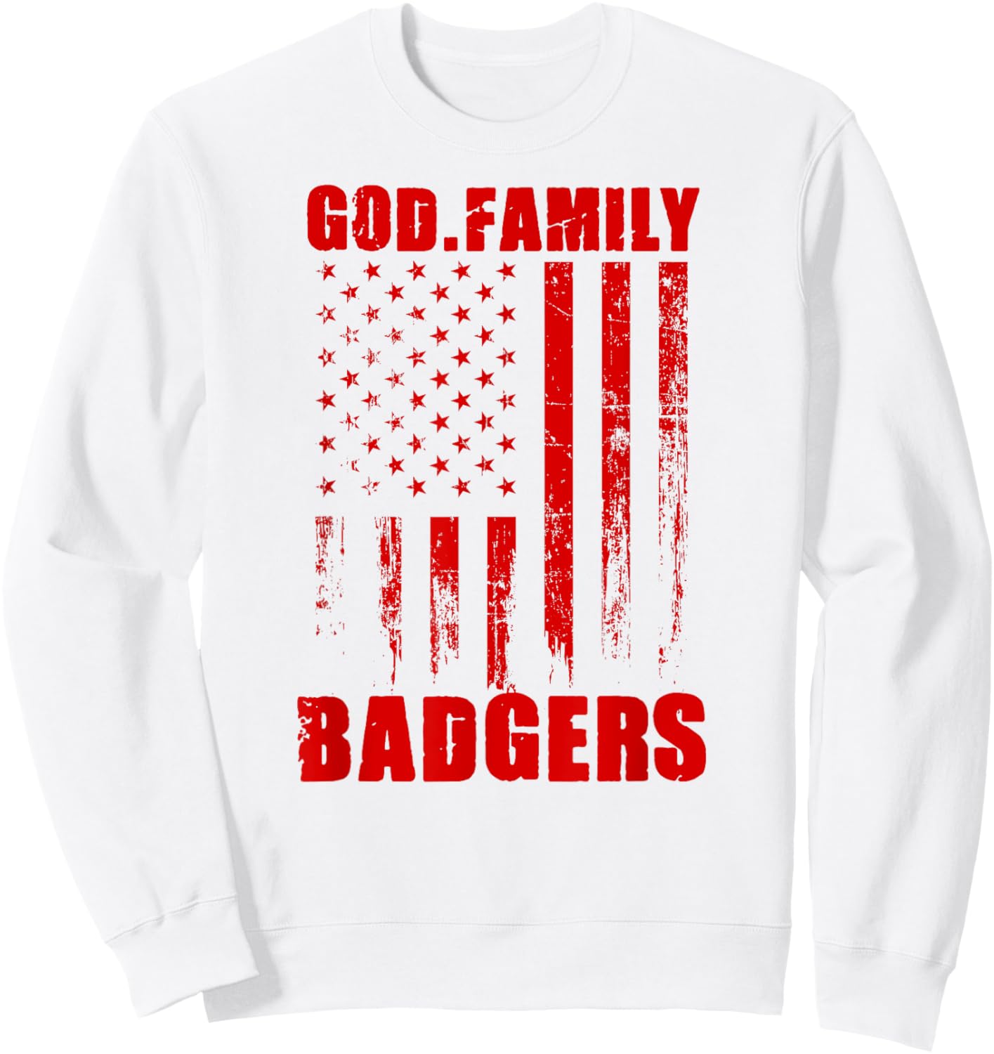 Arkadelphia Badgers God. Family. Vintage USA Flag Sweatshirt - Sweatshirt | White