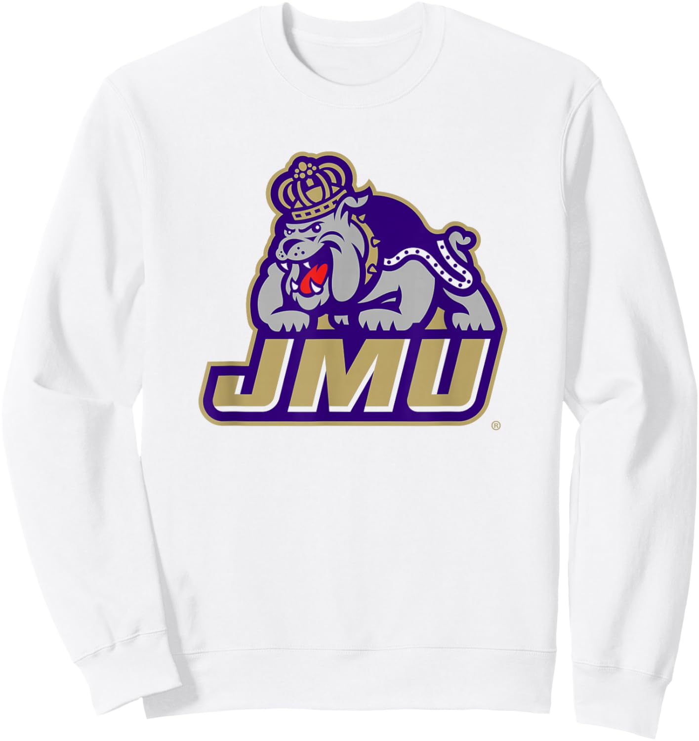 James Madison Dukes Mascot Icon White Officially Licensed Sweatshirt - Sweatshirt | White
