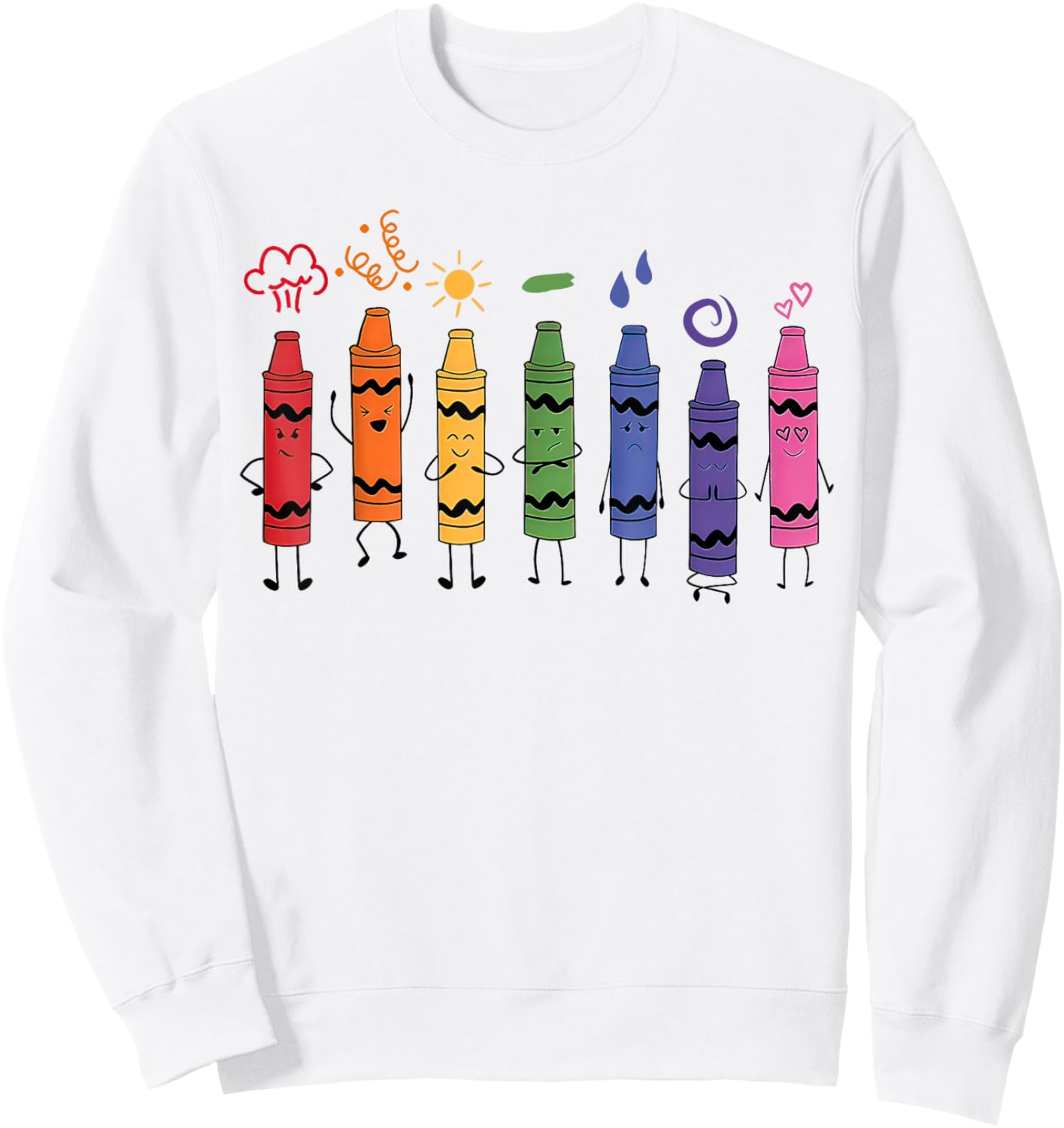 Mood Color Crayons Teacher Sweatshirt - Sweatshirt | White