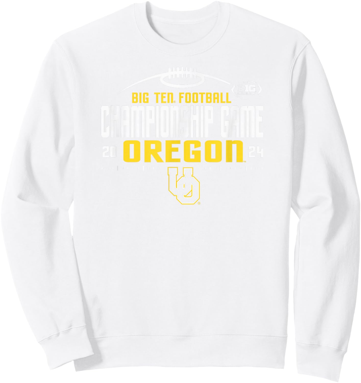 Oregon Ducks Big Ten Championship 2024 Football Laces Green Sweatshirt - Sweatshirt | White