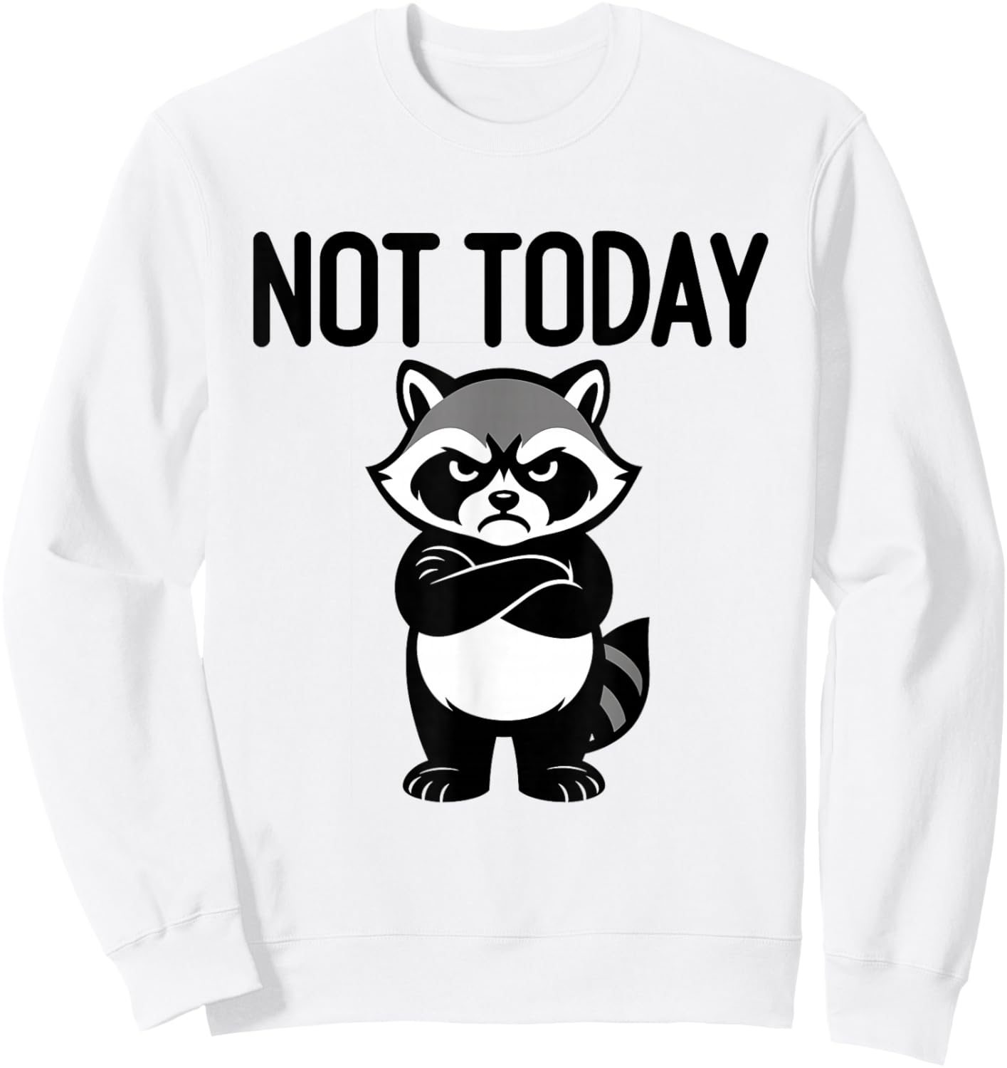 Funny Raccoon Not Today Sarcastic Lazy Trash Panda Meme Sweatshirt - Sweatshirt | White