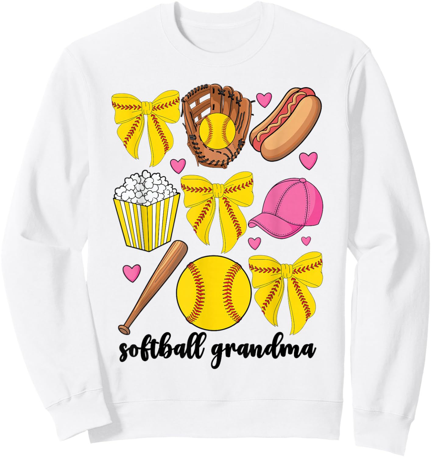 Softball Grandma Softball Coquette Bow Mothers Day Sweatshirt - Sweatshirt | White