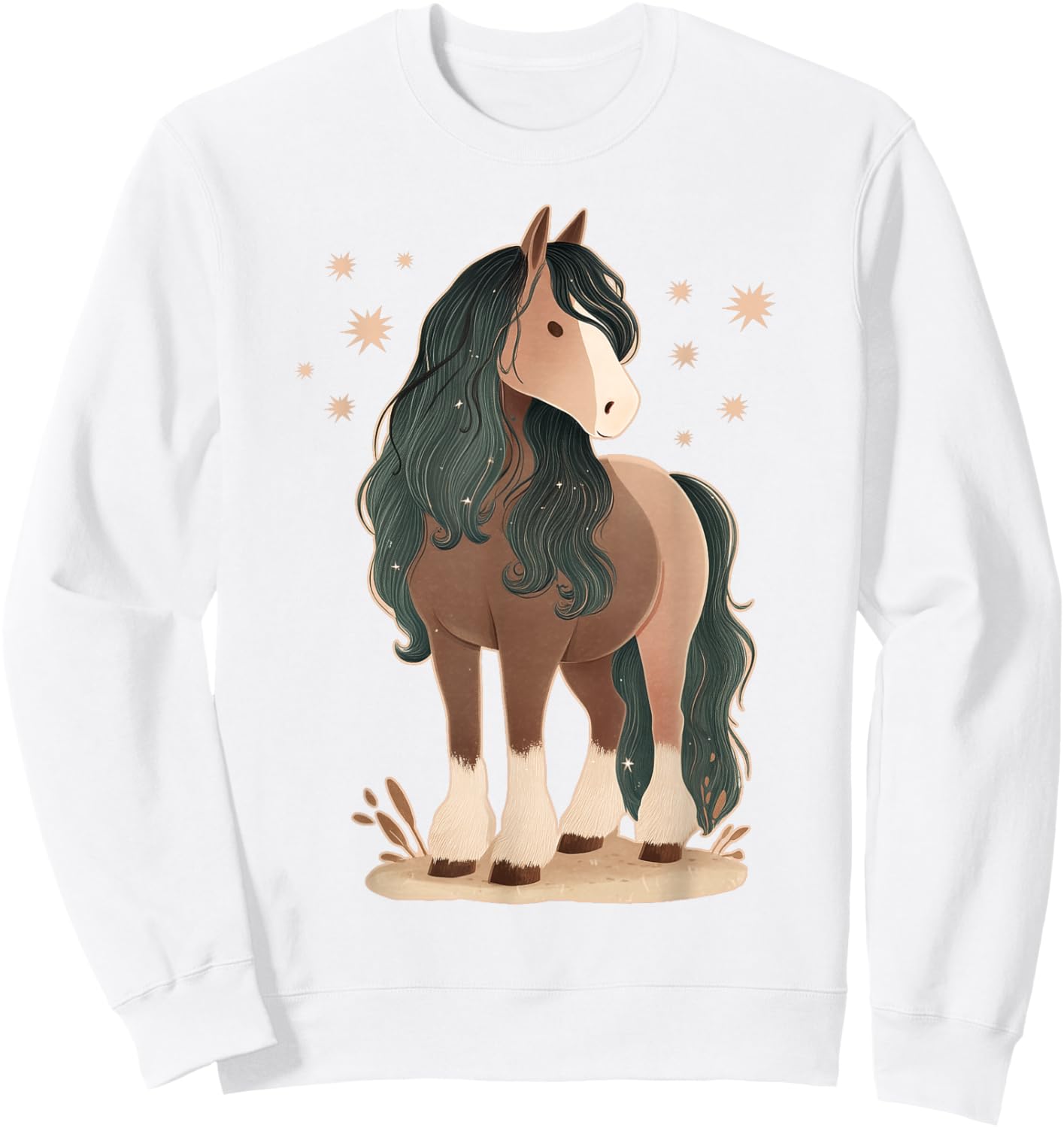 Pferd mit Sternen Pferdemotiv Mädchen Sweatshirt - Sweatshirt | White