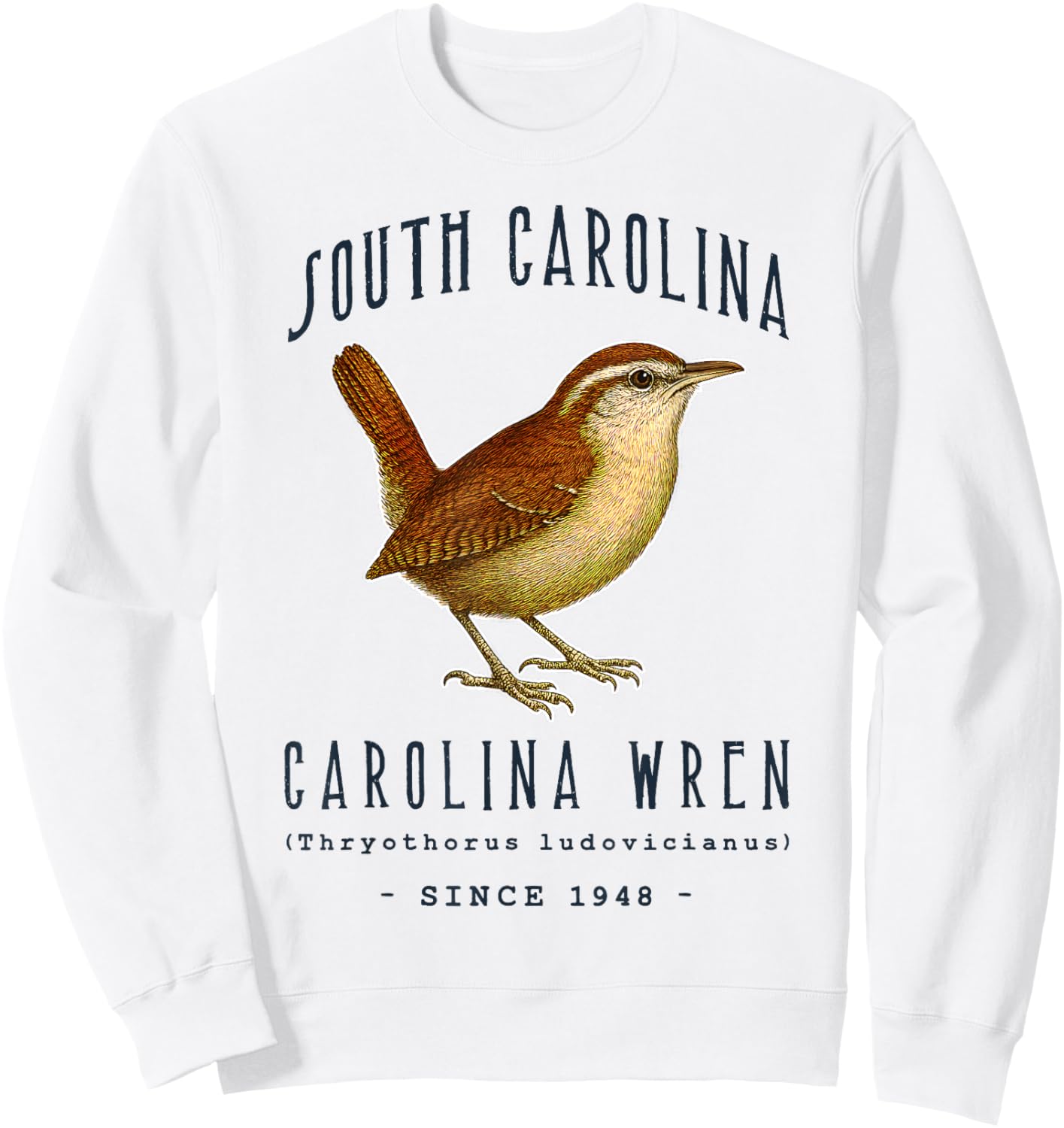 Carolina Wren Bird Sweatshirt - Sweatshirt | White