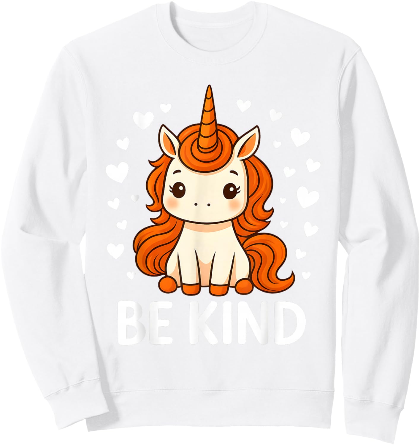 Cute Unicorn Kids Be Kind Anti Bullying Unity Day Orange Sweatshirt - Sweatshirt | White