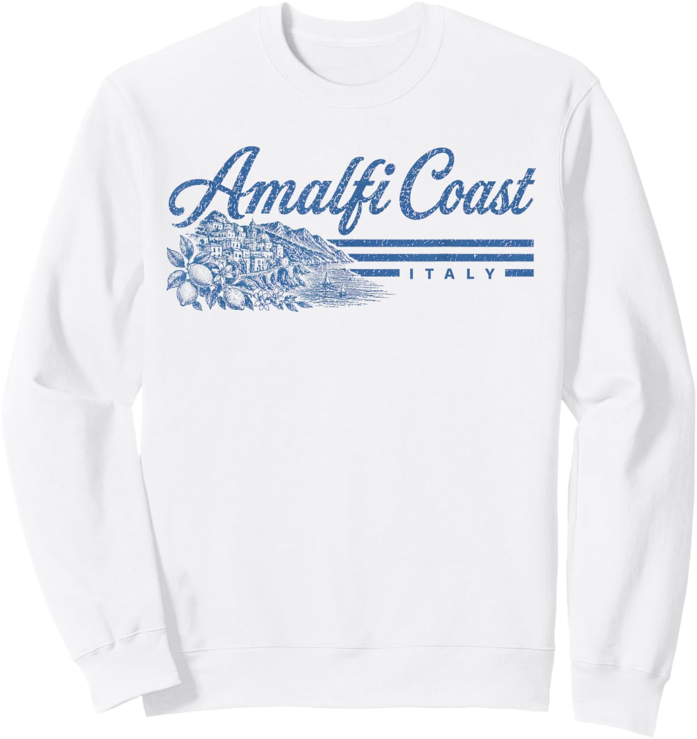 Amalfi Coast Italy Vintage Retro Travel Destination Sweatshirt - Sweatshirt | White