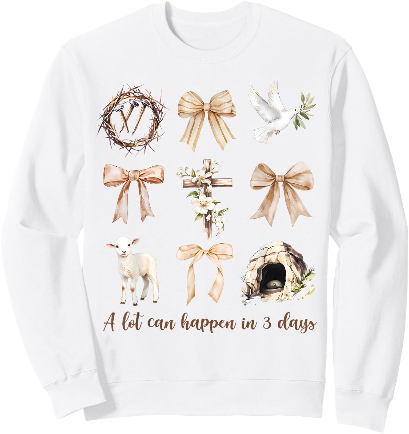 Funny A Lot Can Happen in 3 Days Coquette Bow Easter Day Sweatshirt - Sweatshirt | White