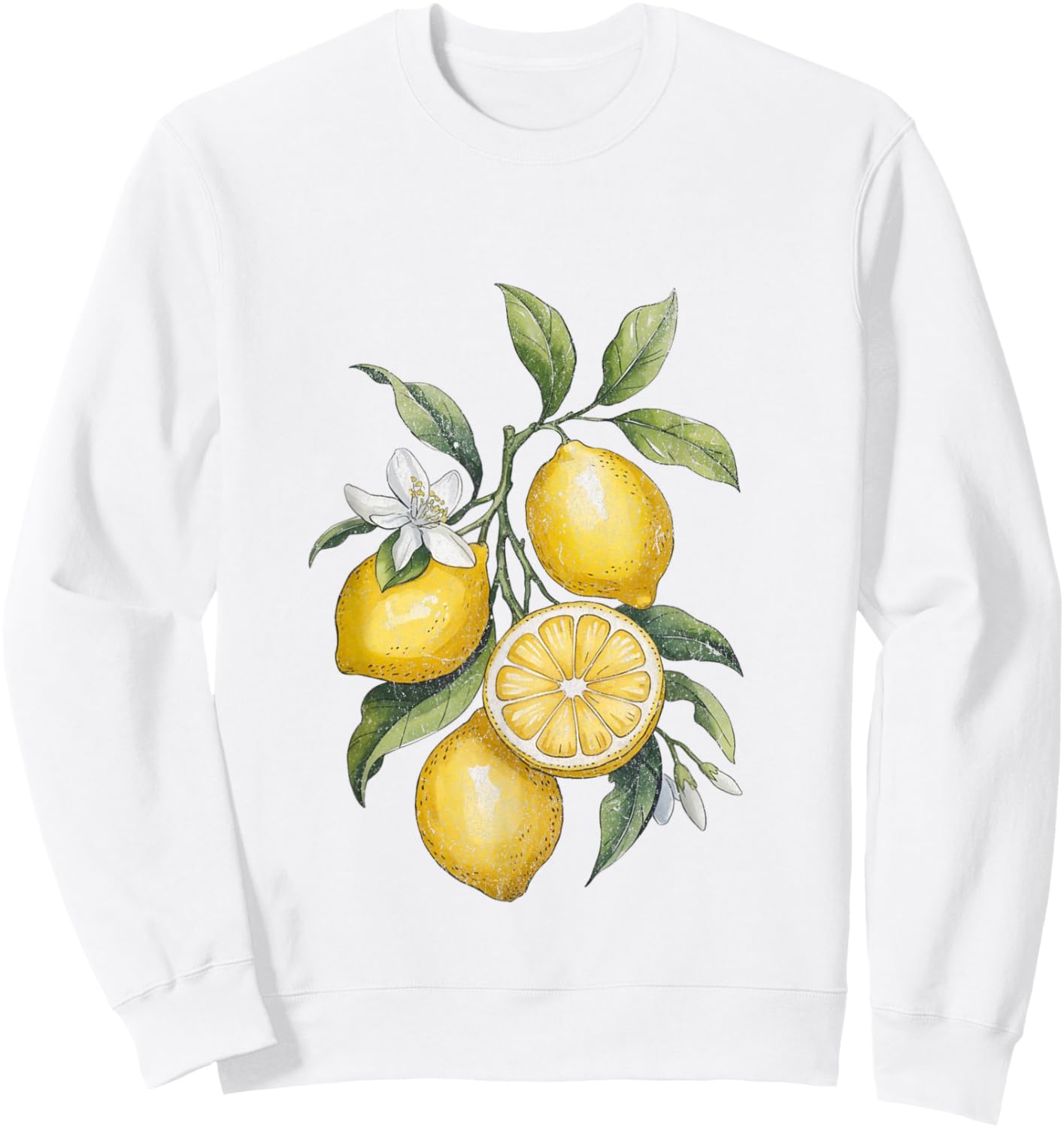 Citrus Vibes Vintage Lemon Sweatshirt - Sweatshirt | White