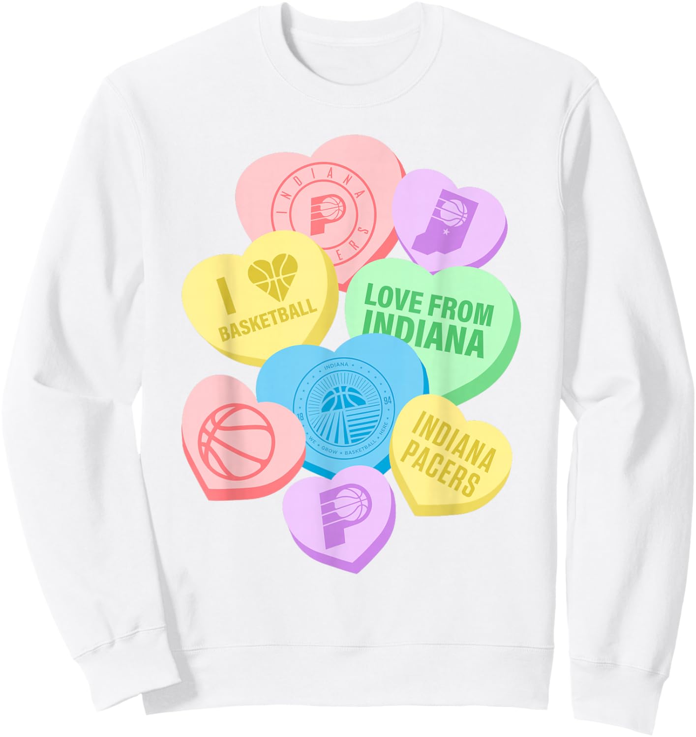 NBA Indiana Pacers Valentine's Day Candy Hearts Sweatshirt - Sweatshirt | White