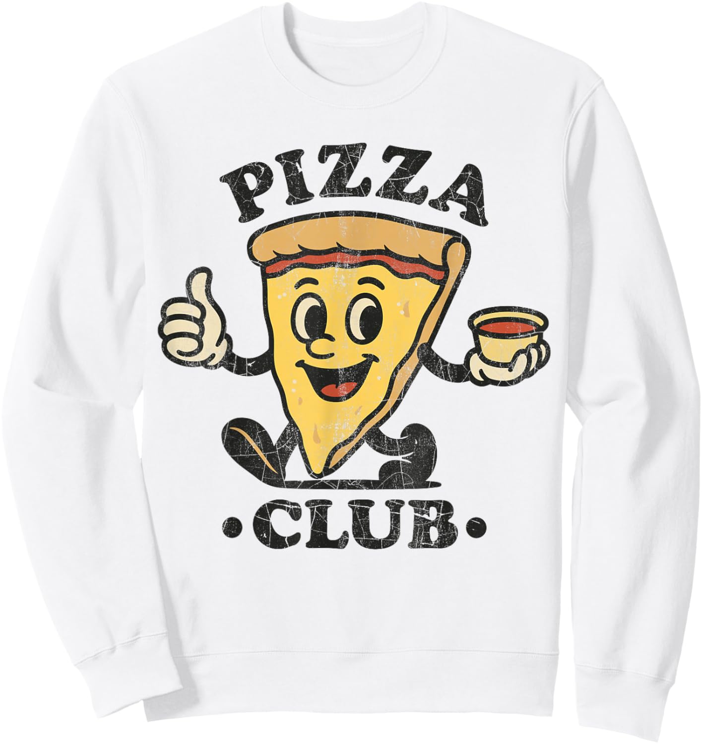 Pizza Club Retro Cartoon Mascot Slice Sweatshirt - Sweatshirt | White