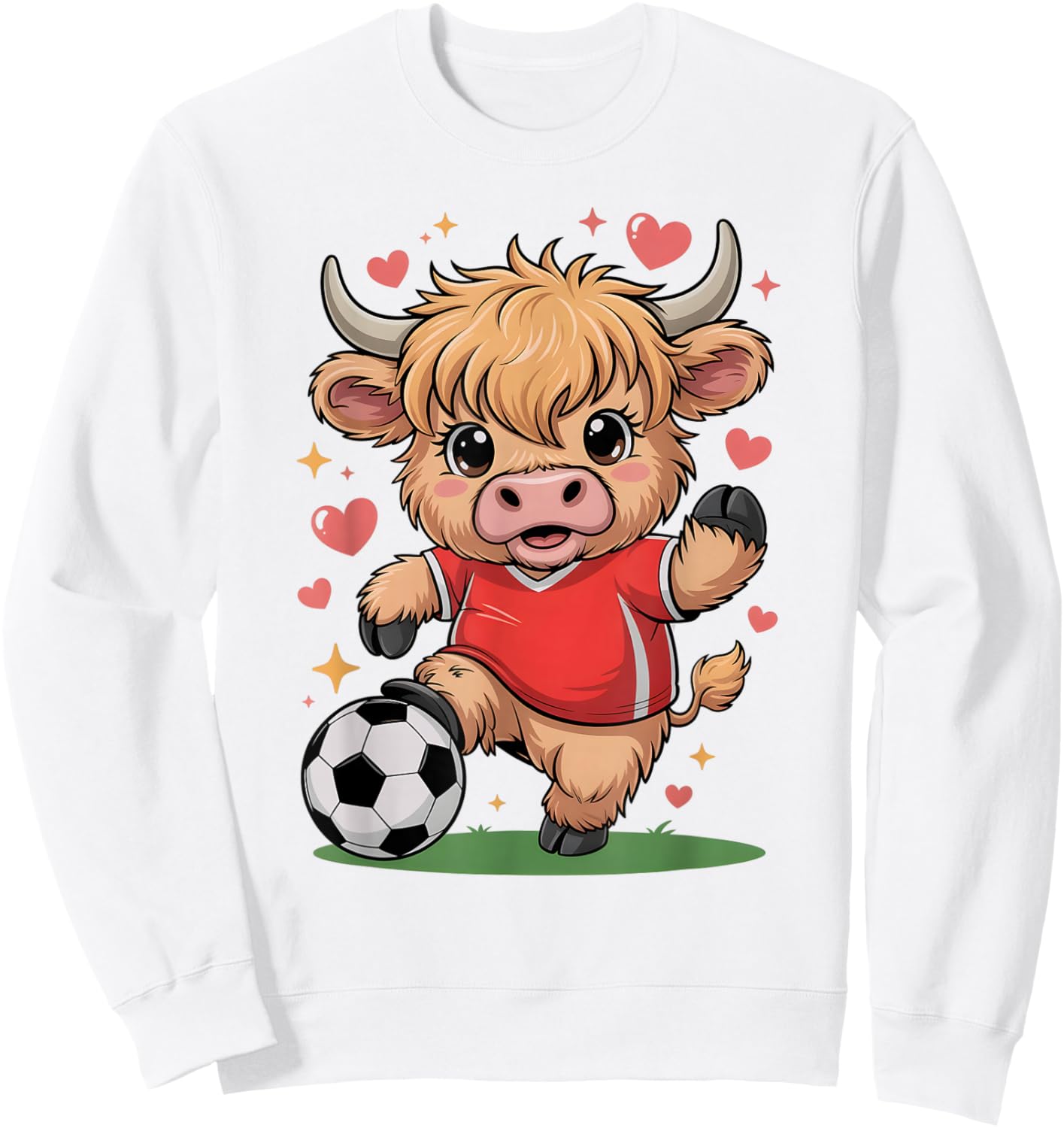 Kawaii Soccer Cow Just Girl Who Loves Highland Heifer Farm Sweatshirt - Sweatshirt | White